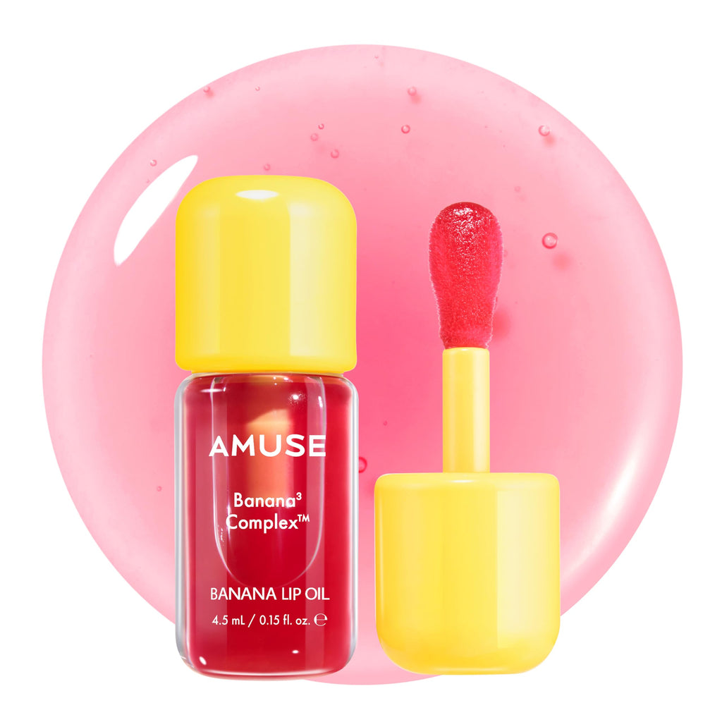 Amuse Seoul Banana Lip Oil (05 Cranberry Pop) – Skincare-Infused Hydrating Vegan Lip Oil