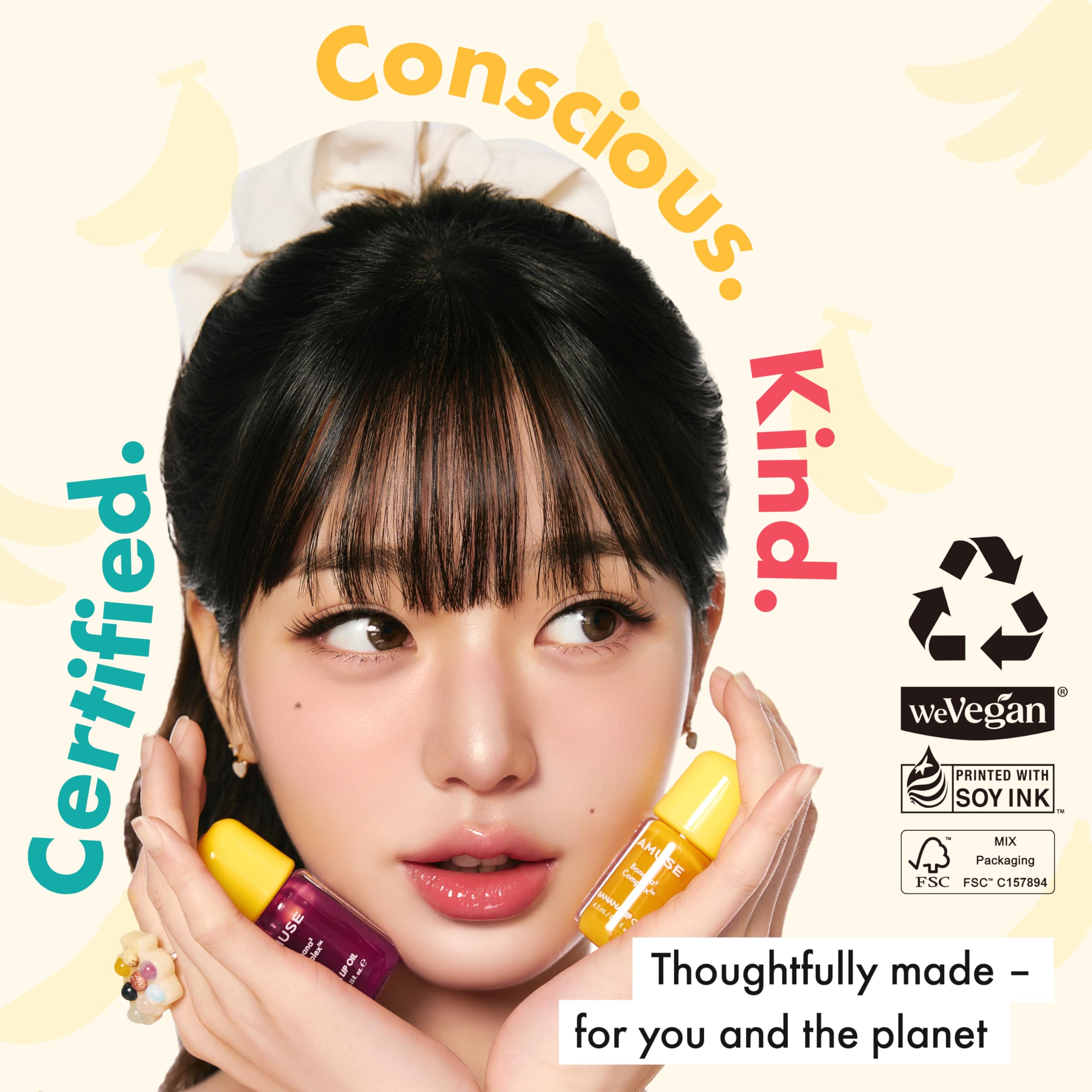 Amuse Seoul Banana Lip Oil (04 Juicy Peach) – Skincare-Infused Hydrating Vegan Lip Oil with Peptide & Rice-Based PDRN