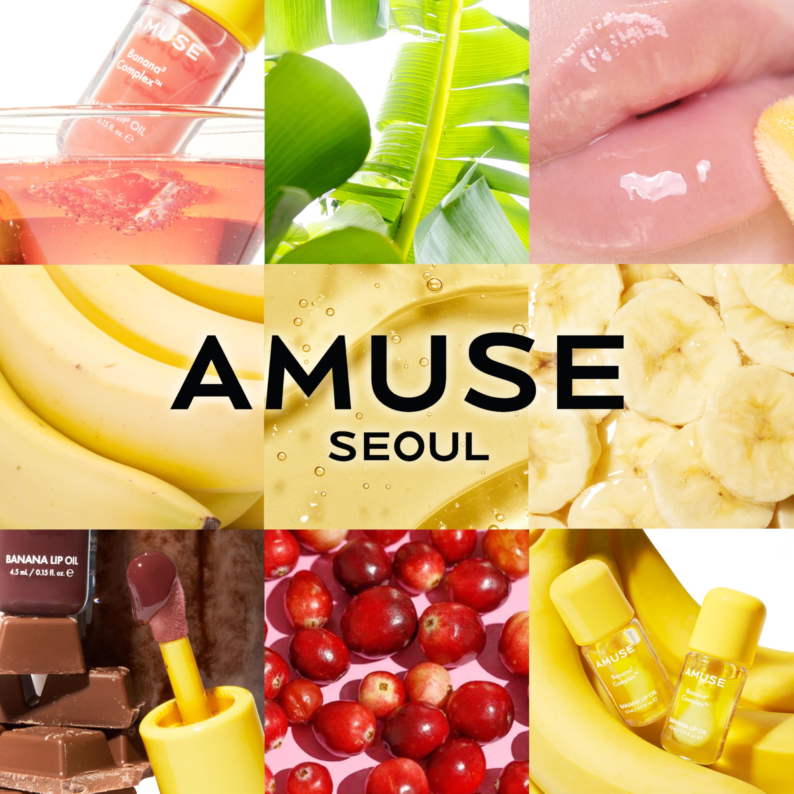 Amuse Seoul Banana Lip Oil (04 Juicy Peach) – Skincare-Infused Hydrating Vegan Lip Oil with Peptide & Rice-Based PDRN