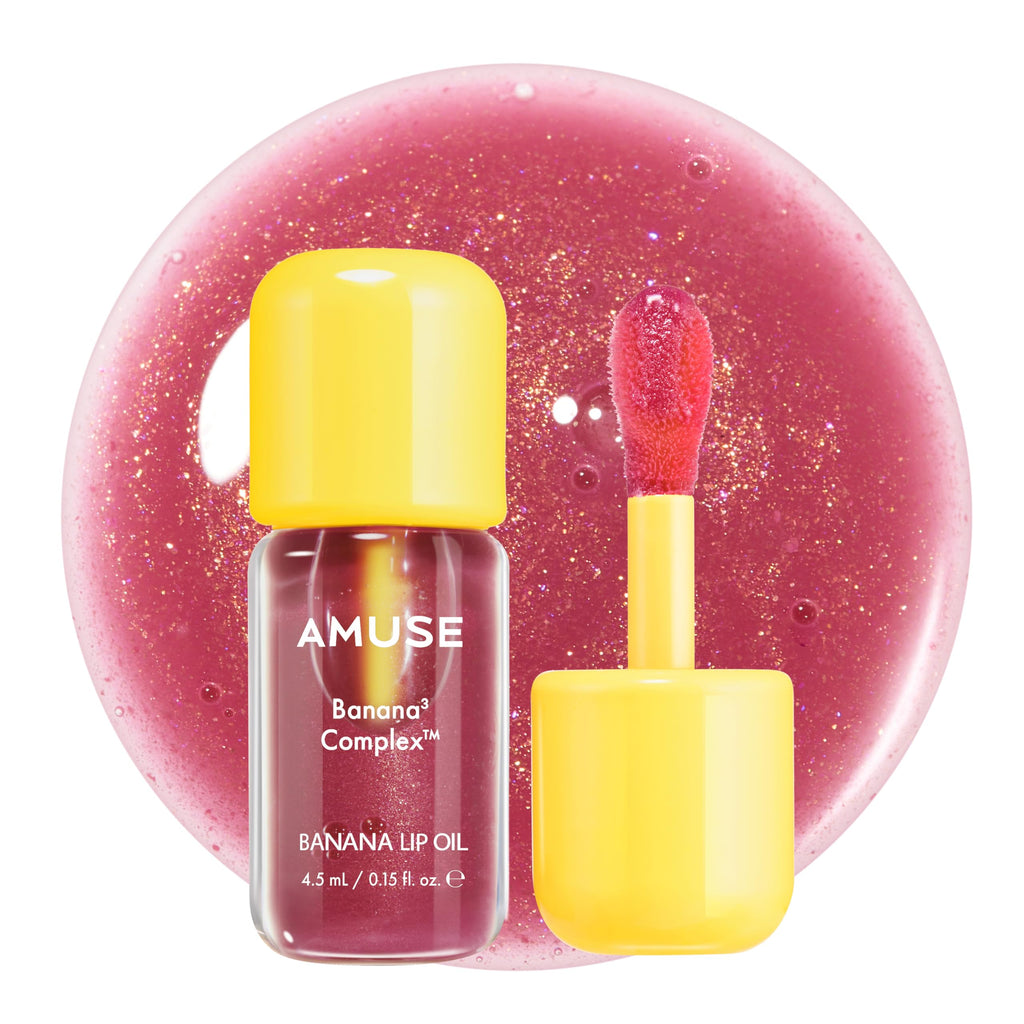 Amuse Seoul Banana Lip Oil (06 Rose Sorbet) – Hydrating Vegan Lip Oil with Peptide, PDRN & Banana-Derived Complex