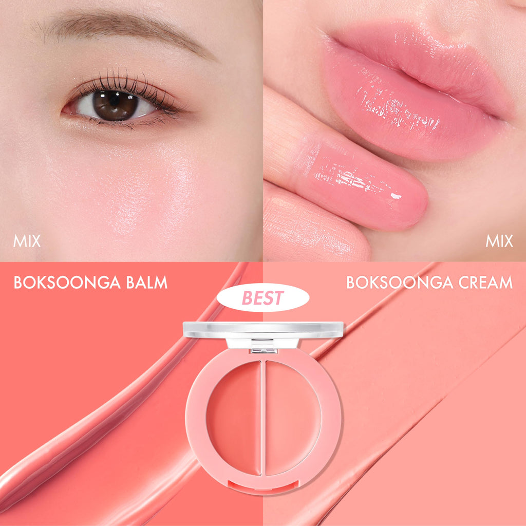 Amuse SEOUL Lips & Cheeks Healthy Balm 01 Boksoonga Balm | Moisturizing, Dewy Color | Vegan