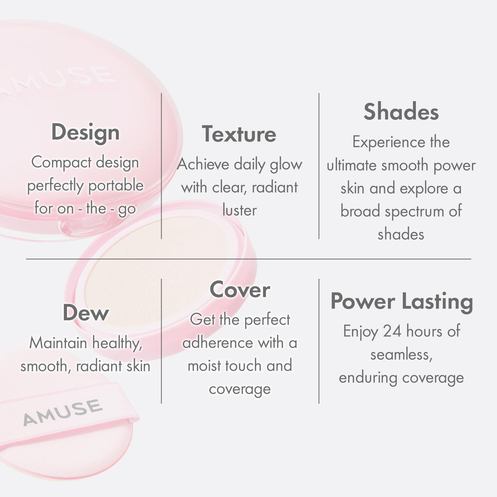 Amuse SEOUL Dew Power Vegan Cushion Foundation (04 TAN) – Dewy Glow, Long-Lasting Coverage, Clean Beauty