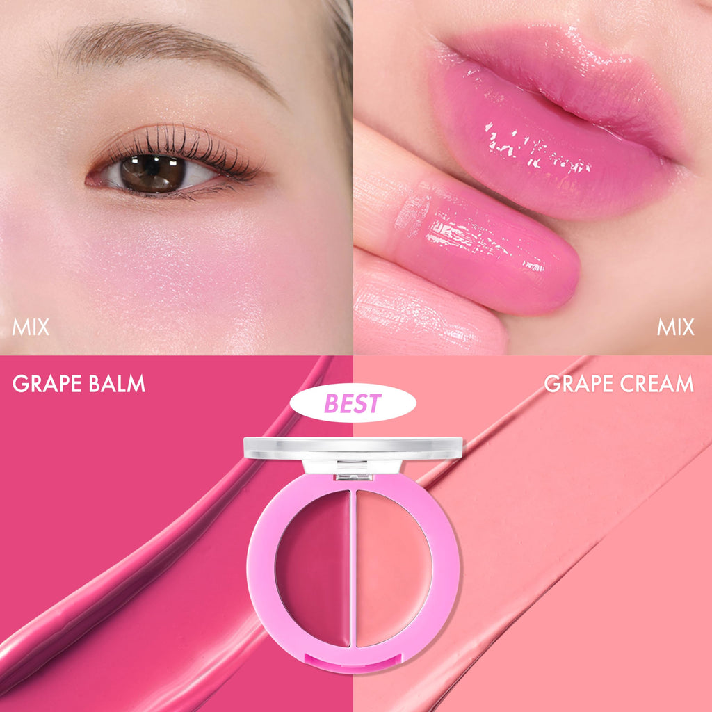 Amuse SEOUL Lips & Cheeks Healthy Balm Grape Balm – Juicy Glow, Vegan, 1.5g