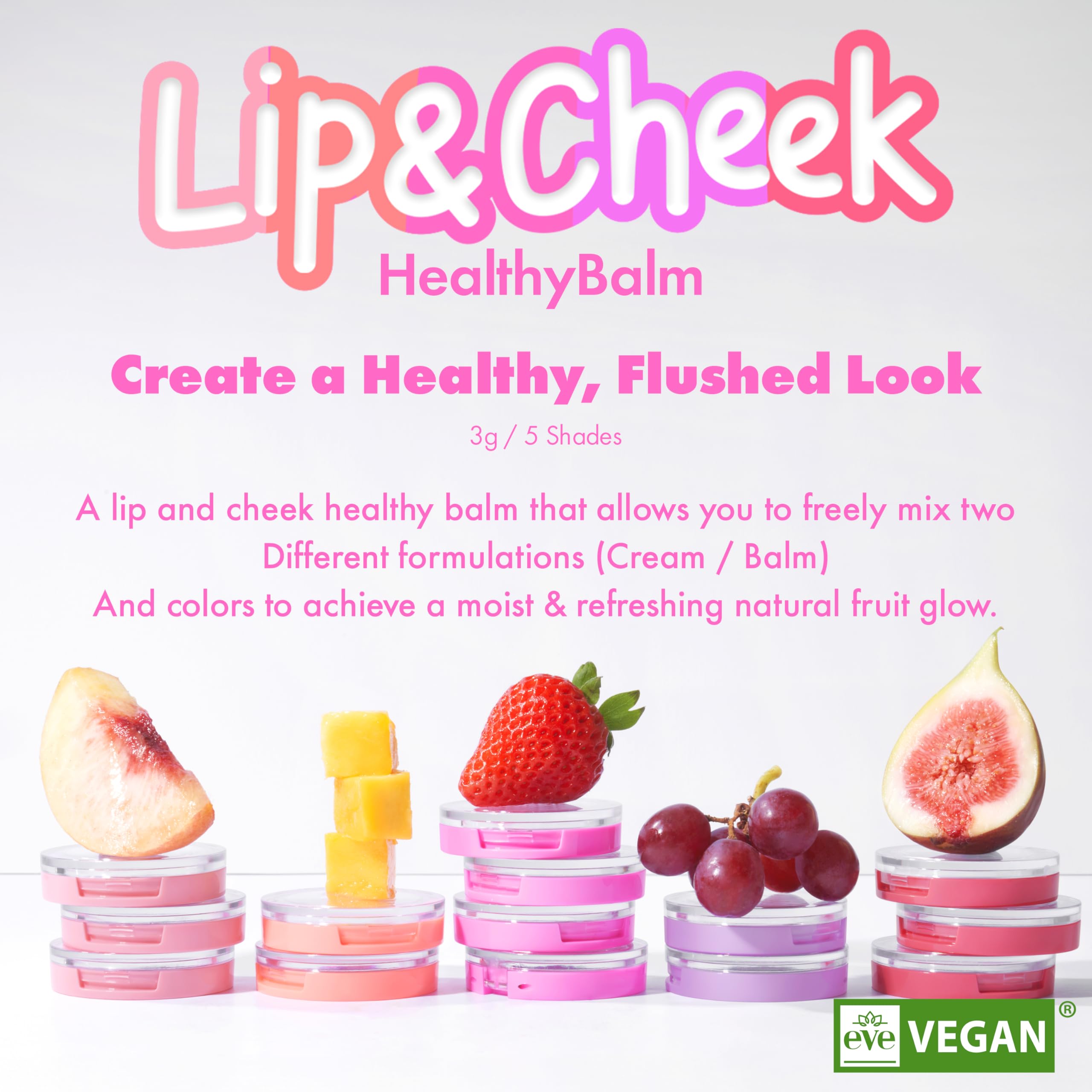 Amuse SEOUL Lips & Cheeks Healthy Balm 01 Boksoonga Balm | Moisturizing, Dewy Color | Vegan