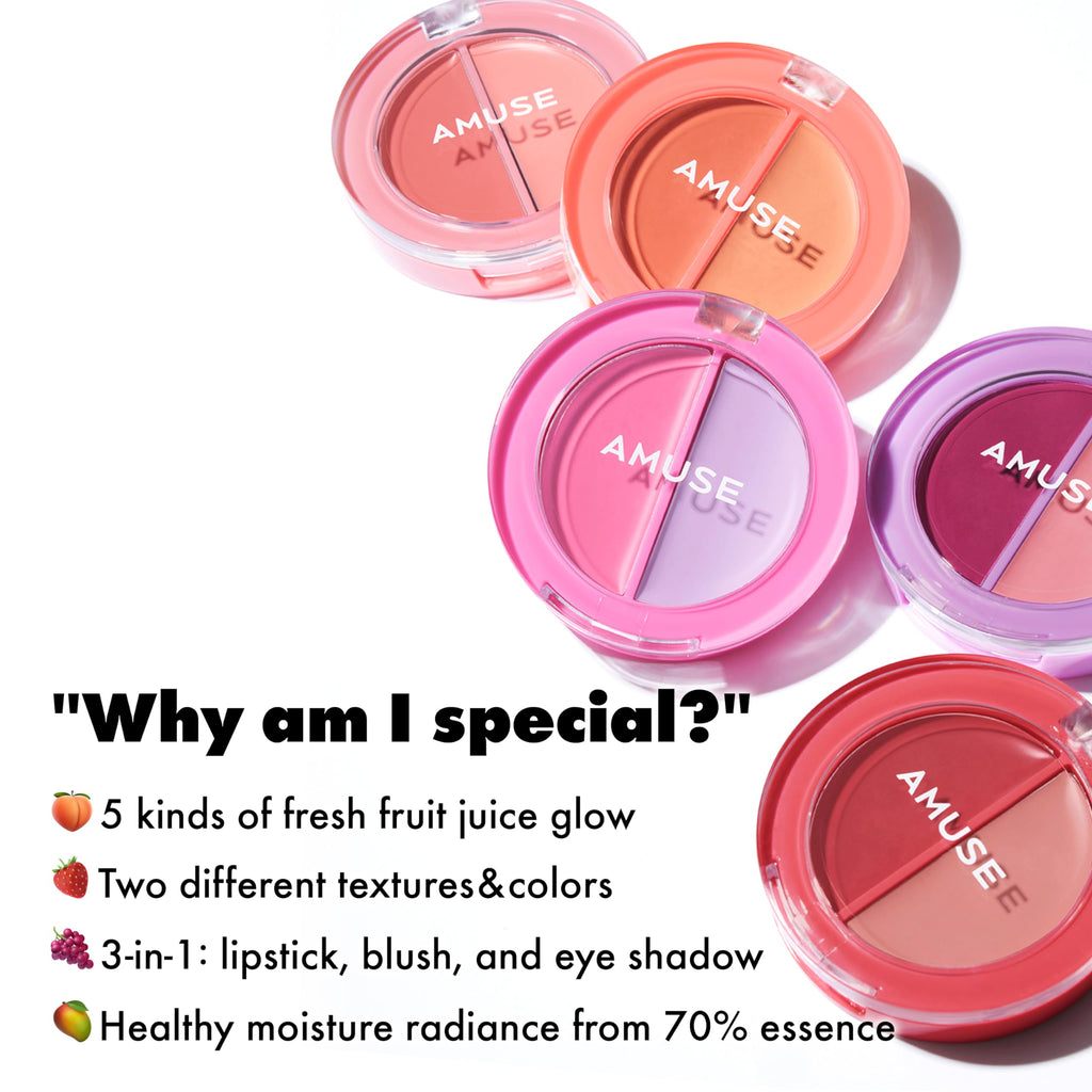 Amuse SEOUL Lips & Cheeks Healthy Balm 01 Boksoonga Balm | Moisturizing, Dewy Color | Vegan