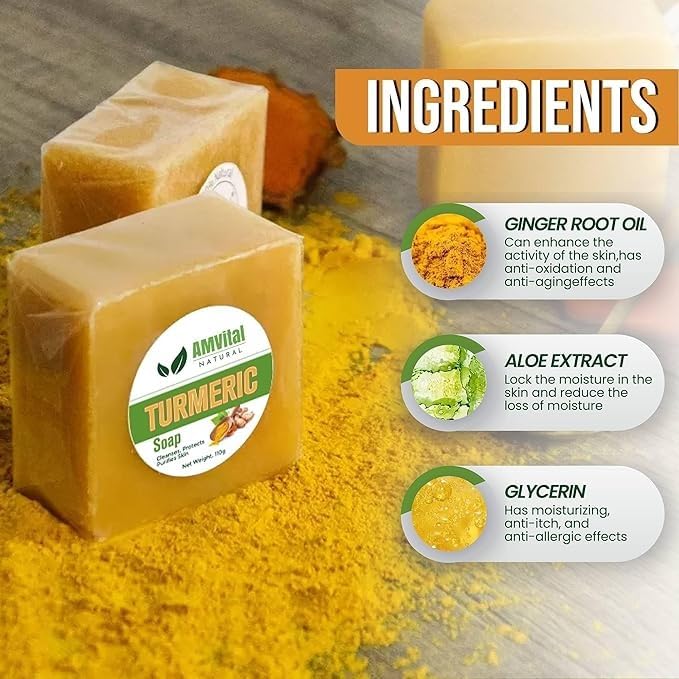 AMVital Turmeric Soap Bar for Face & Body | Natural Handmade Soap