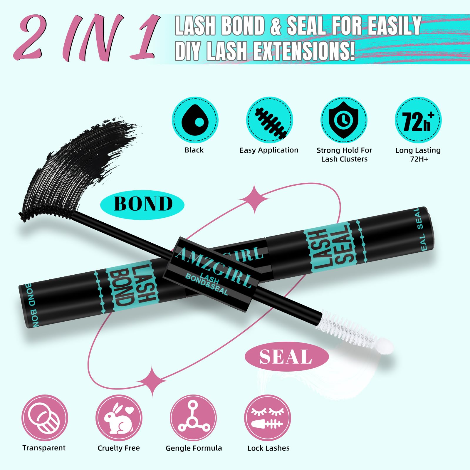 AMZGIRL LASH Brown Lash Clusters Kit — 320Pcs 80D DIY Lash Extensions at Home