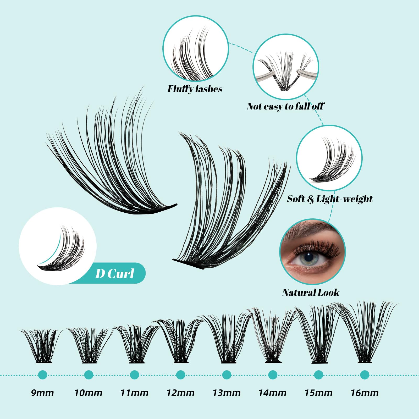 AMZGIRL LASH Lash Extension Kit — 320Pcs DIY Lash Clusters, Bond & Seal, Remover, Applicator (9–16mm, 40D/50D)