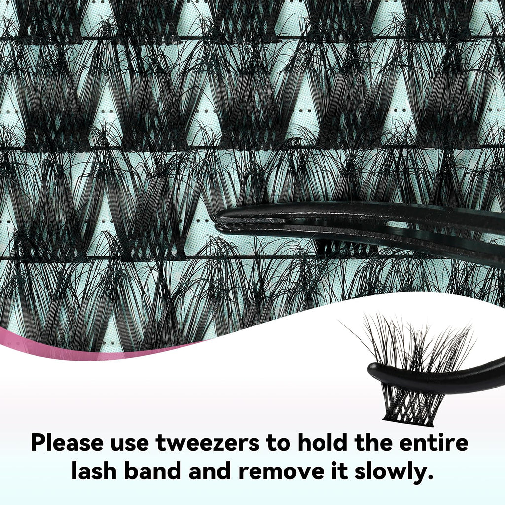AMZGIRL LASH Lash Extension Kit 3D Clusters – 144pcs, D-Curl, Twilight
