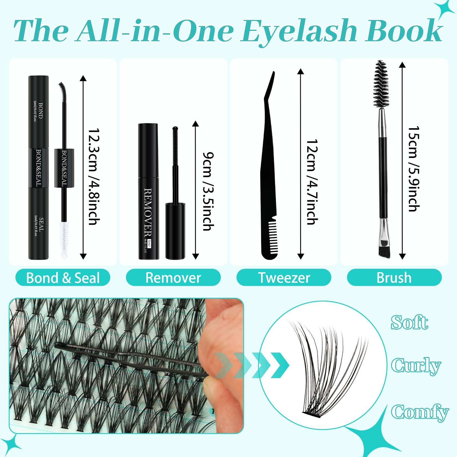 AMZGIRL LASH Lash Clusters Kit — 640Pcs DIY 9-16mm Extensions