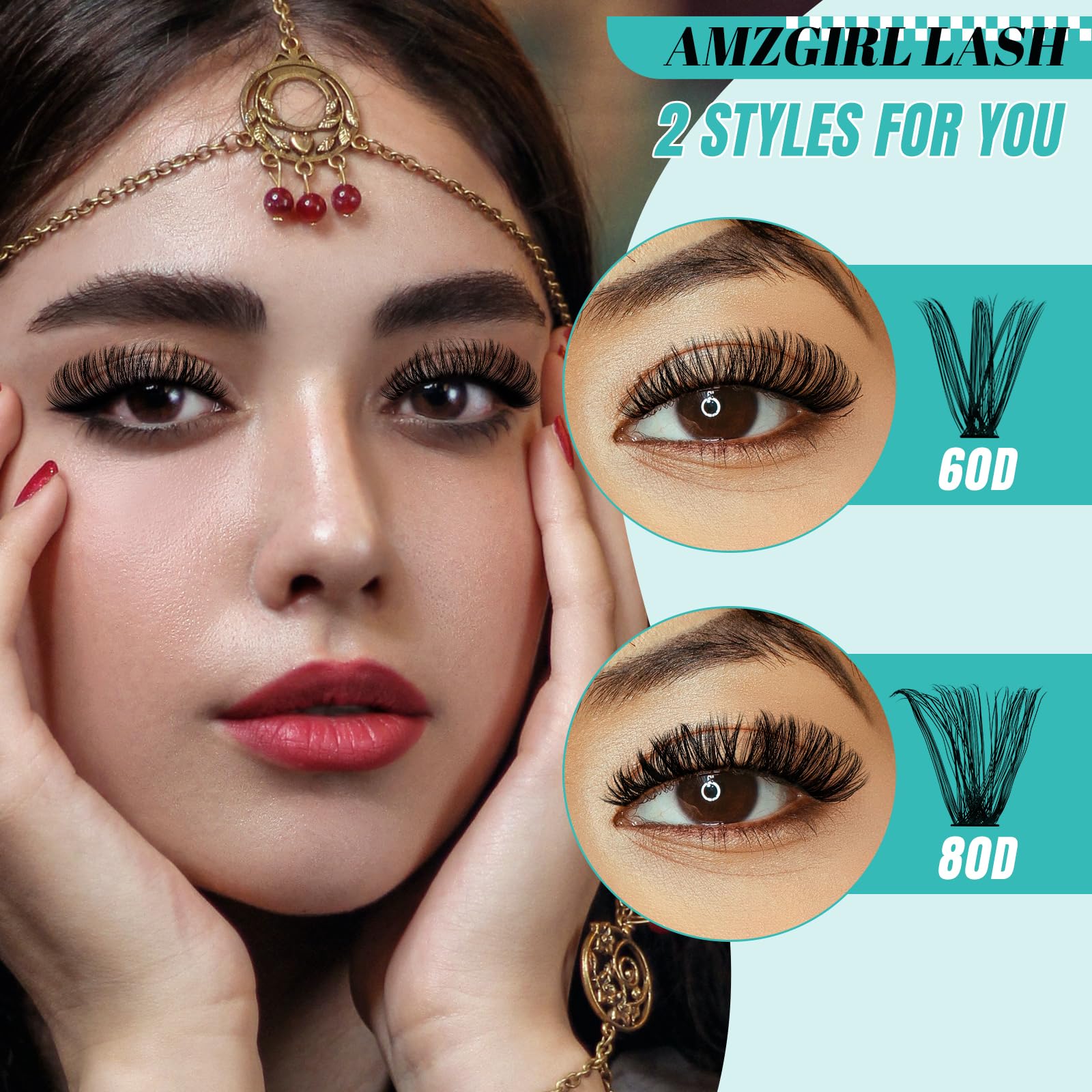 AMZGIRL LASH Lash Extension Kit 280Pcs – 60D/80D Mixed Lashes, Bond & Seal, Remover, DIY Home Kit