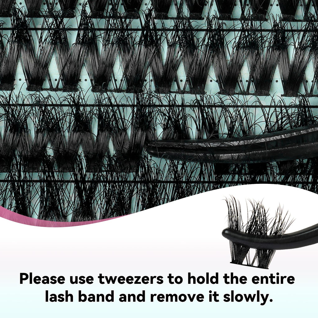 AMZGIRL LASH 3D Cluster Kit – 144pcs D-Curl Lashes with Bond & Seal