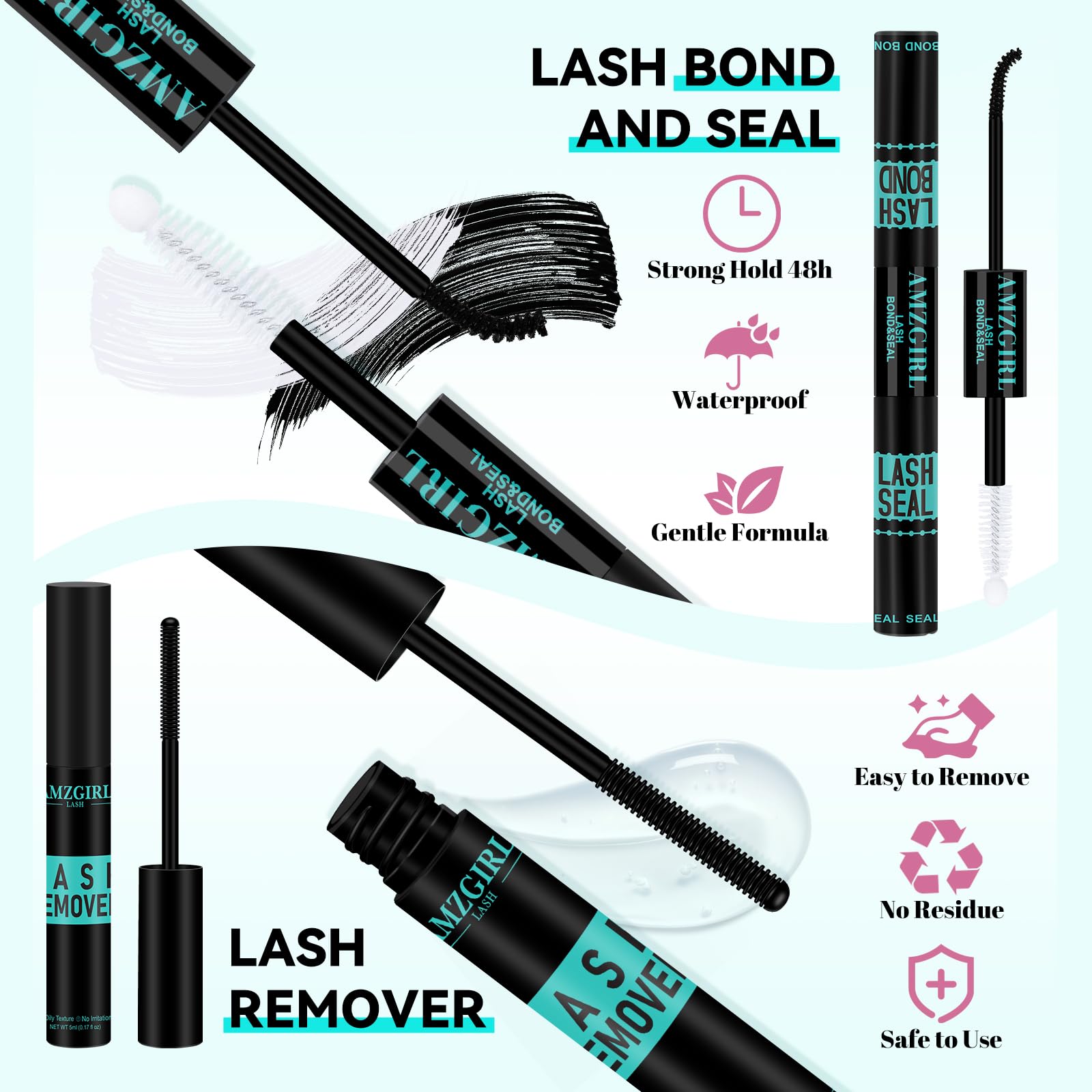 AMZGIRL LASH Lash Extension Kit 3D Clusters – 144pcs, D-Curl, Twilight