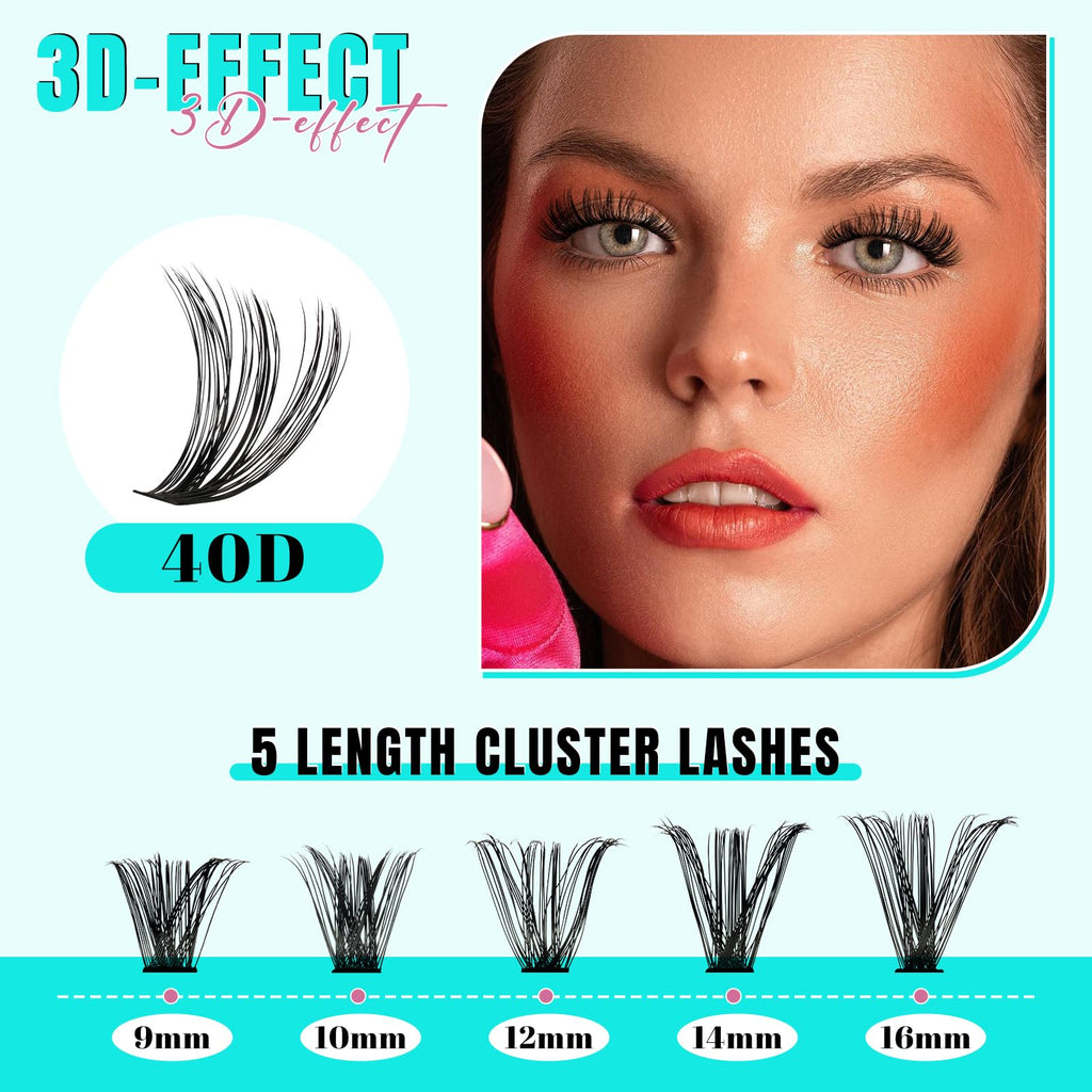 AMZGIRL LASH Lash Extension Kit 200Pcs – DIY Clusters 9-16mm with Bond & Remover