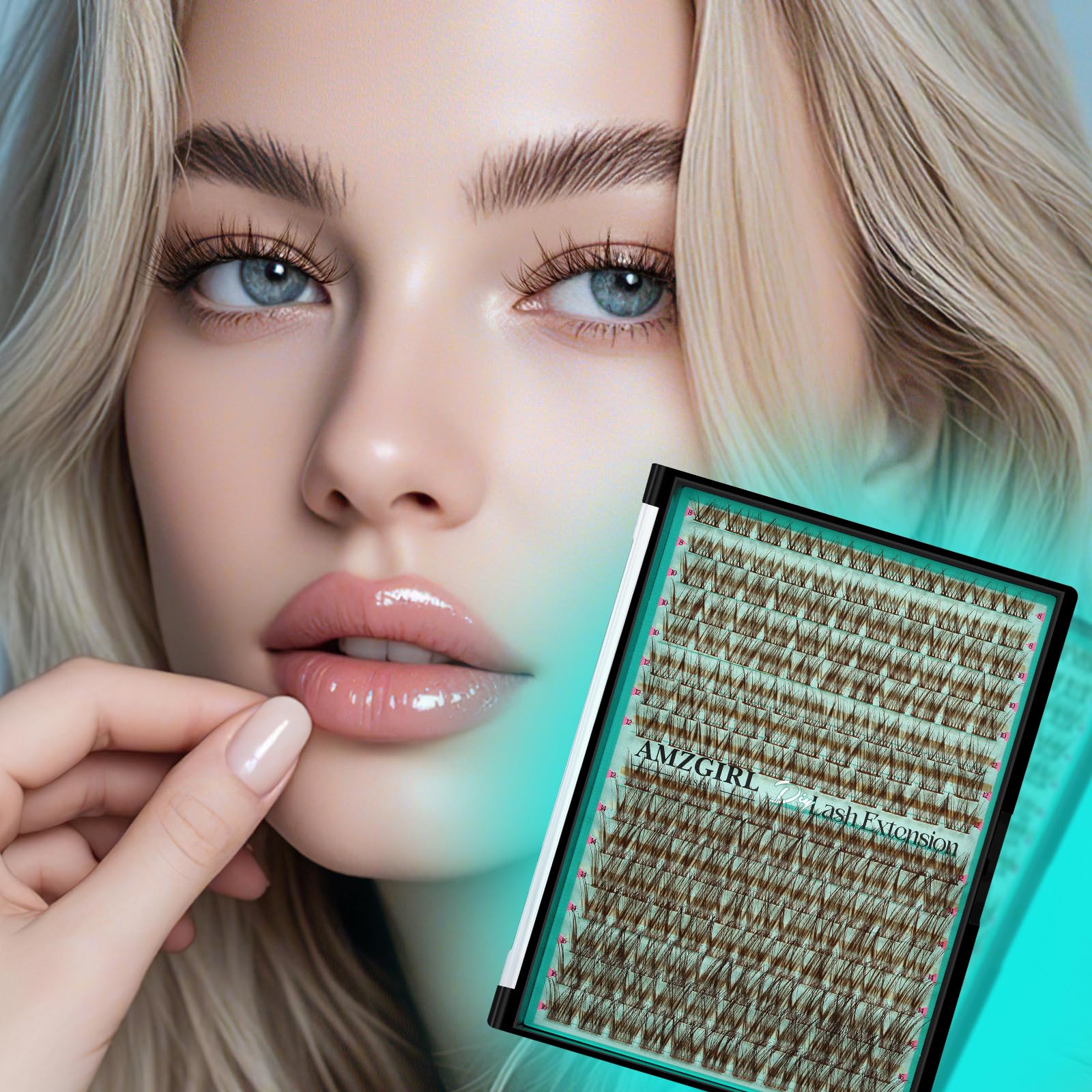 AMZGIRL LASH Brown Lash Clusters – 176 Pcs, C Curl, Natural Dark Brown, Beginner Friendly DIY Lashes