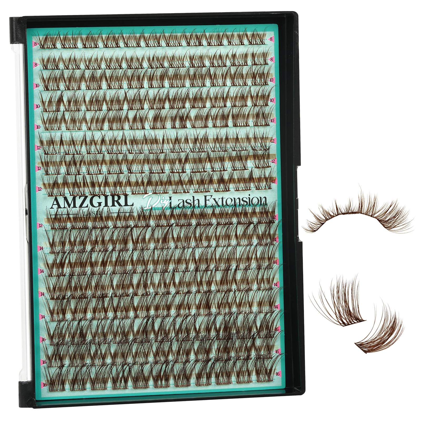 AMZGIRL LASH Brown Lash Clusters – 176 Pcs, C Curl, Natural Dark Brown, Beginner Friendly DIY Lashes