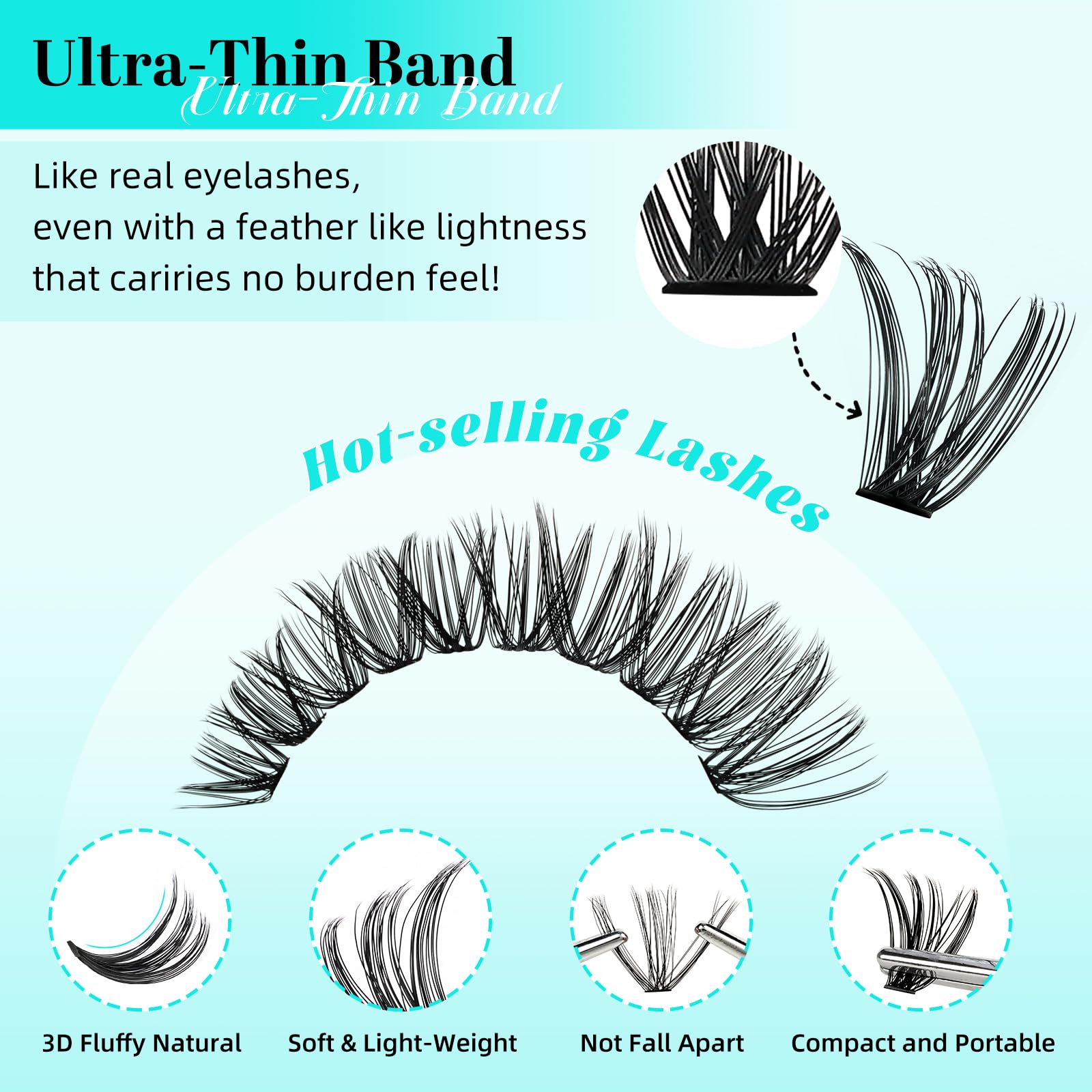 AMZGIRL LASH Lash Clusters 240pcs – DIY D-Curl 9-16mm Eyelash Extensions