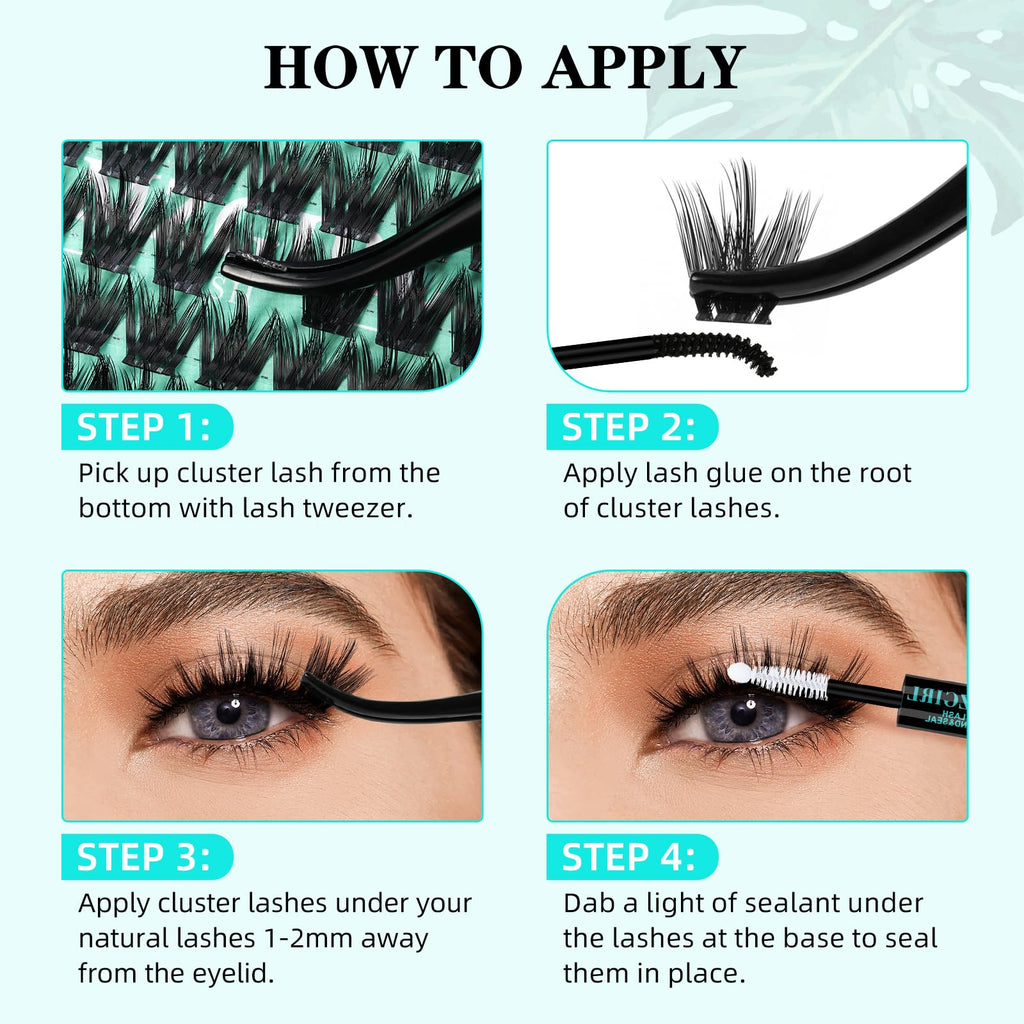 AMZGIRL LASH Lash Clusters Wet Look 168Pcs – Ultra-Thin Band, 10-18mm D-Mix, Orchid