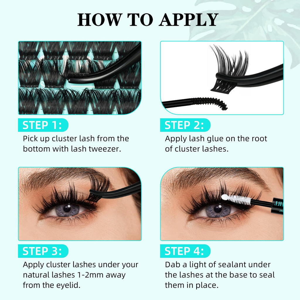 AMZGIRL LASH Lash Clusters Wet Look – 168 Pcs, Ultra-Thin Band, Tulip DMix 10–18mm