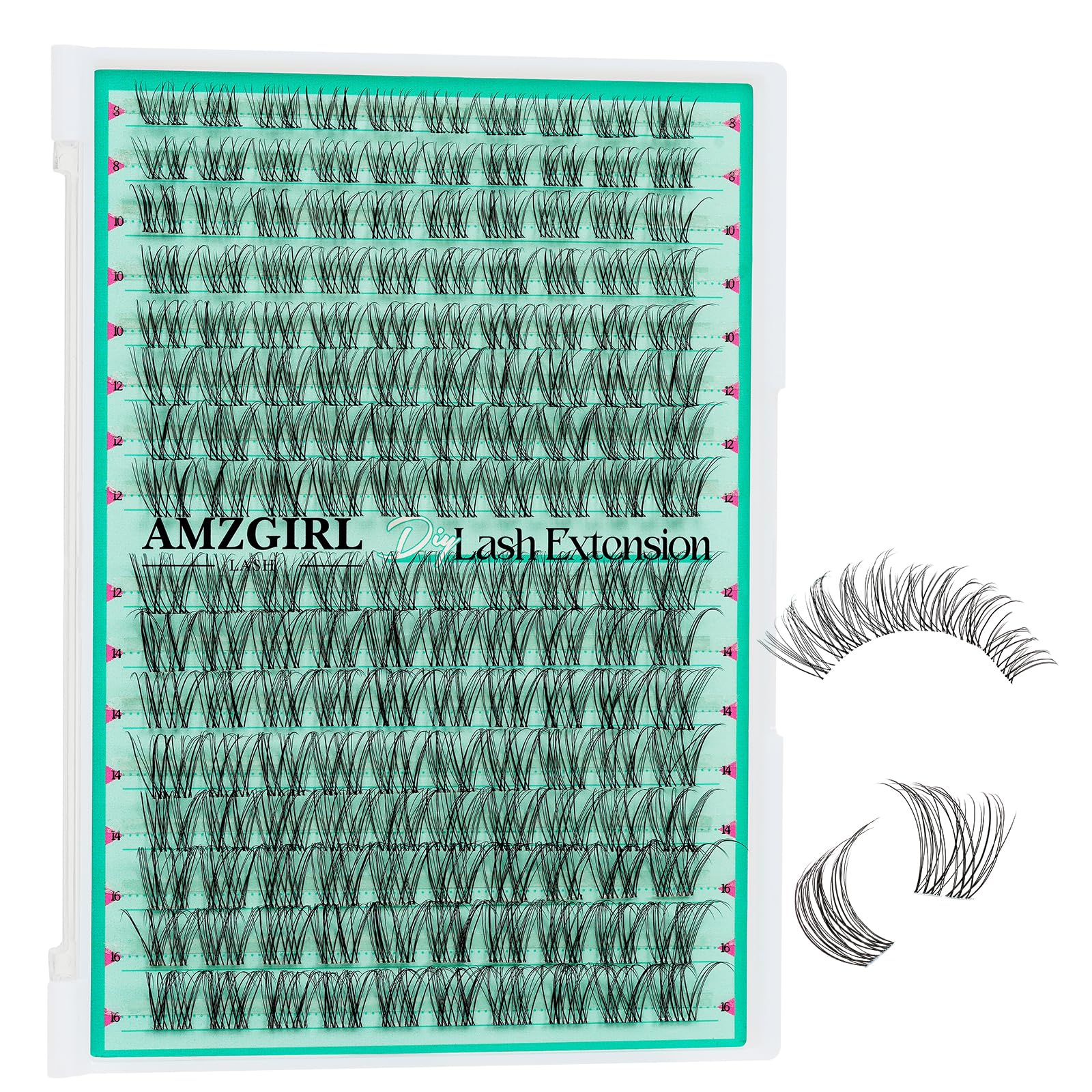 AMZGIRL LASH Lash Clusters 160pcs — Invisible Band, 8-16mm, D-Curl Wispy