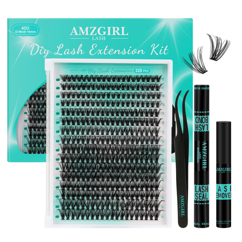 AMZGIRL LASH Lash Clusters Kit 320Pcs • 40D DIY Lash Extension Kit