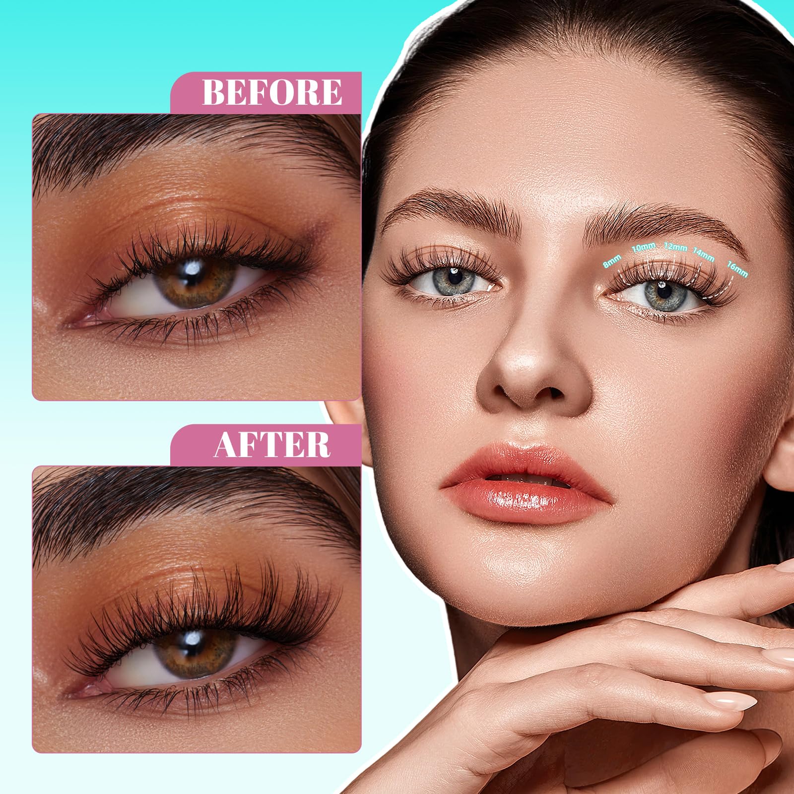 AMZGIRL LASH Lash Clusters Kit – 160 Natural Clusters + Bond & Seal, Remover, at-Home Lash Extensions (Lavendy, Kit)