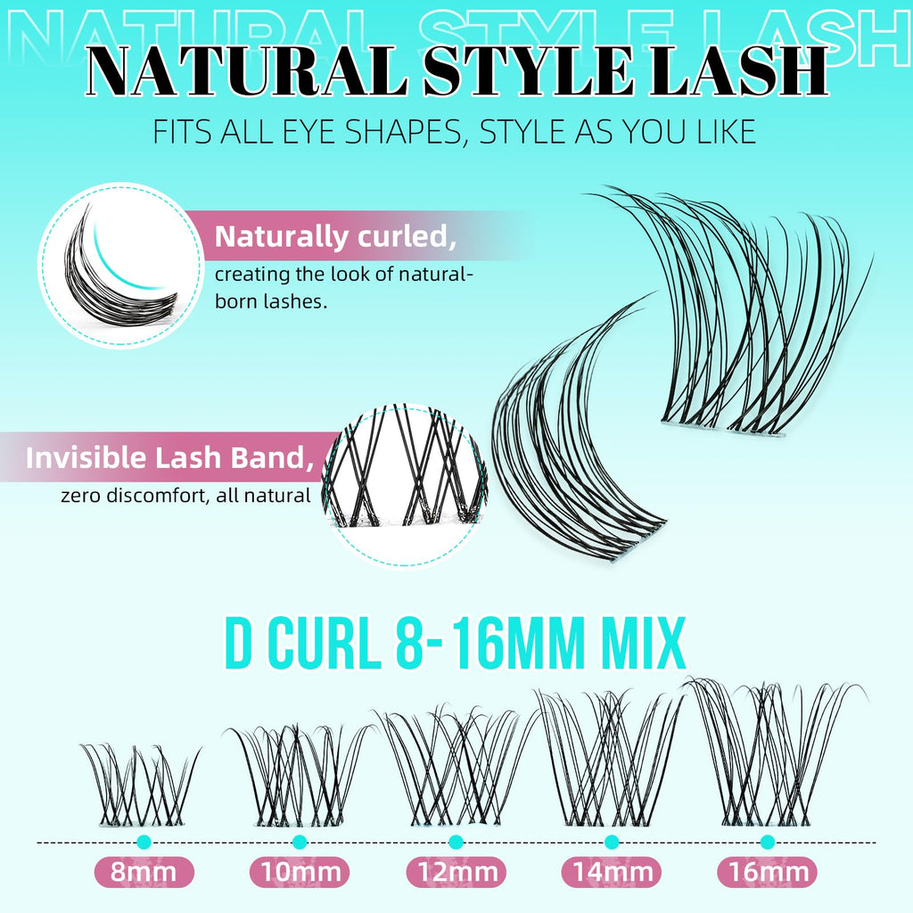 AMZGIRL LASH Lash Clusters Kit – 160 Natural Clusters + Bond & Seal, Remover, at-Home Lash Extensions (Lavendy, Kit)