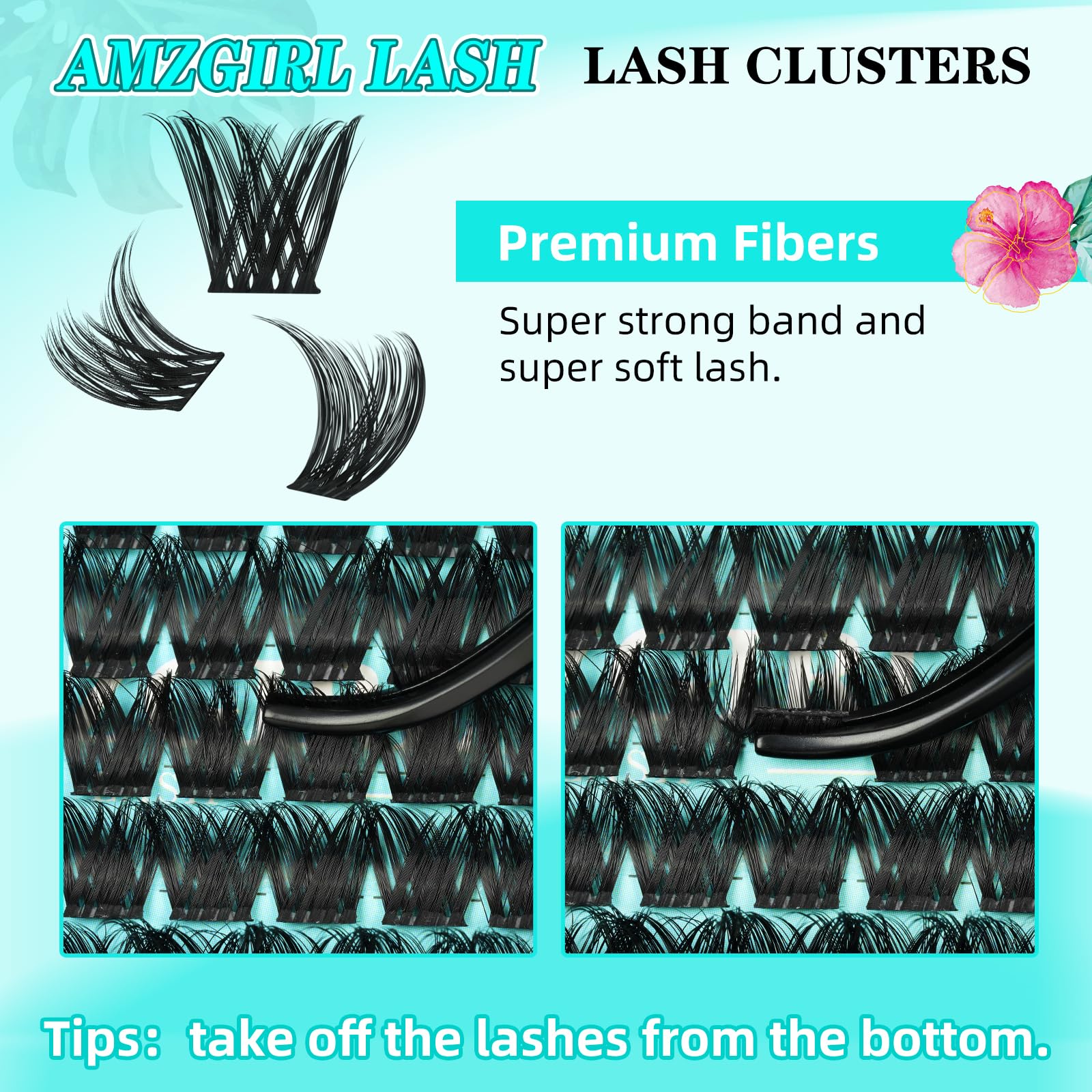 AMZGIRL LASH Lash Clusters Wet Look – 168 Pcs, Ultra-Thin Band, Tulip DMix 10–18mm