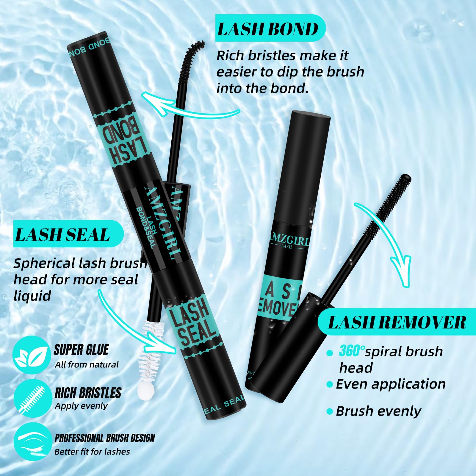 AMZGIRL LASH Daybreak Lash Clusters Kit – DIY Lash Extensions at Home with Bond & Seal