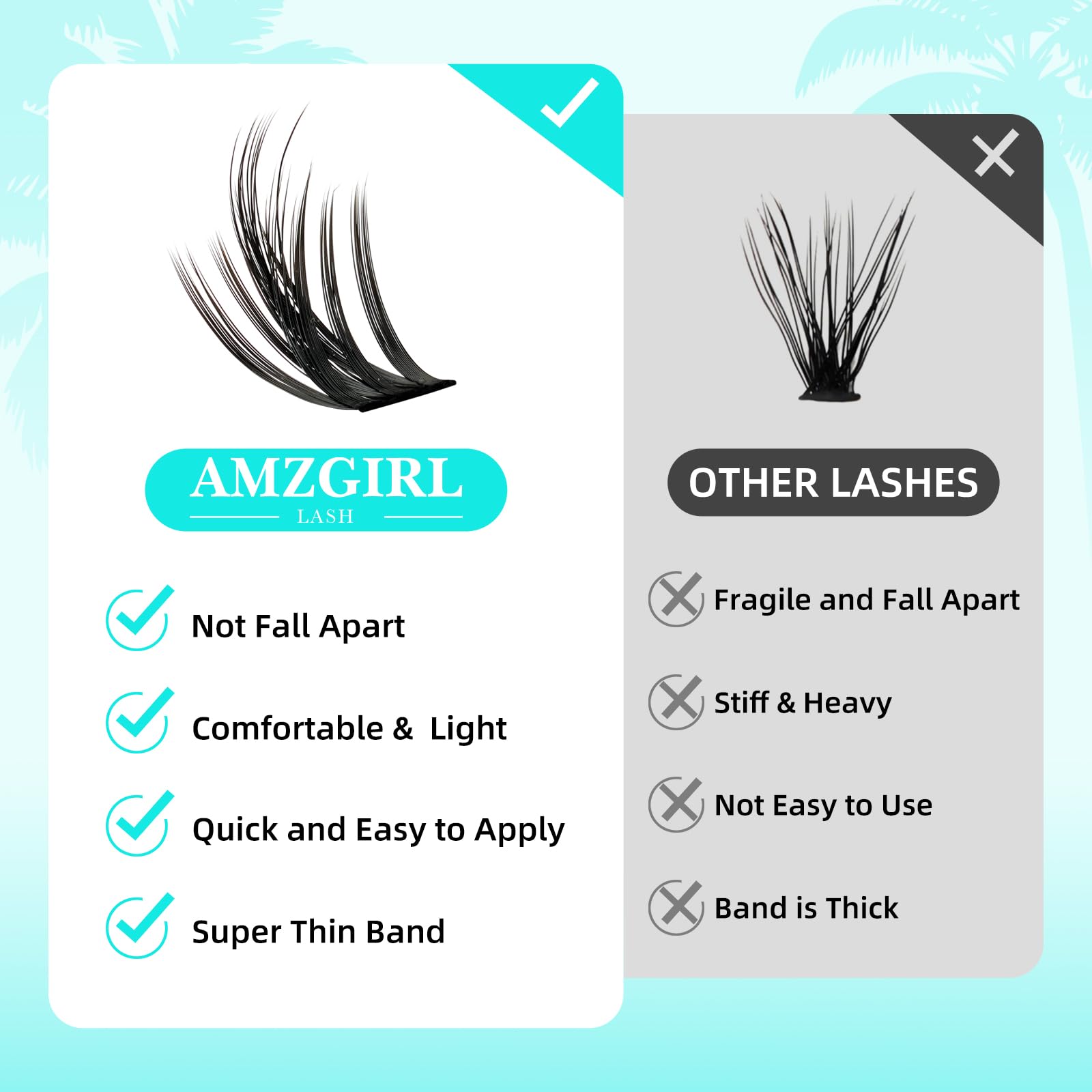 AMZGIRL LASH Fairy Lash Clusters 144Pcs — Lightweight Manga Lashes for DIY at Home