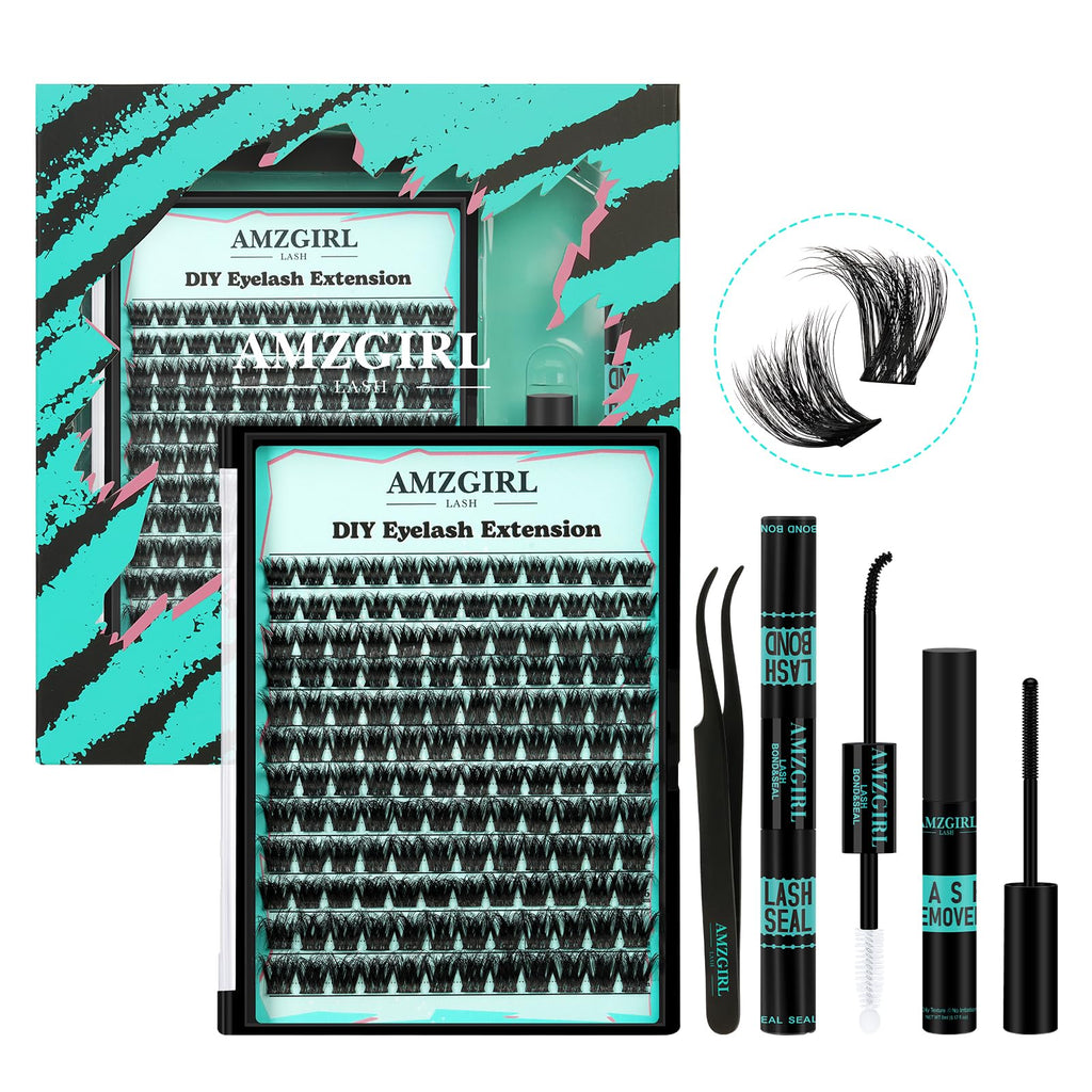 AMZGIRL LASH 3D Lash Extension Kit – 144 Pcs D-Curl Clusters