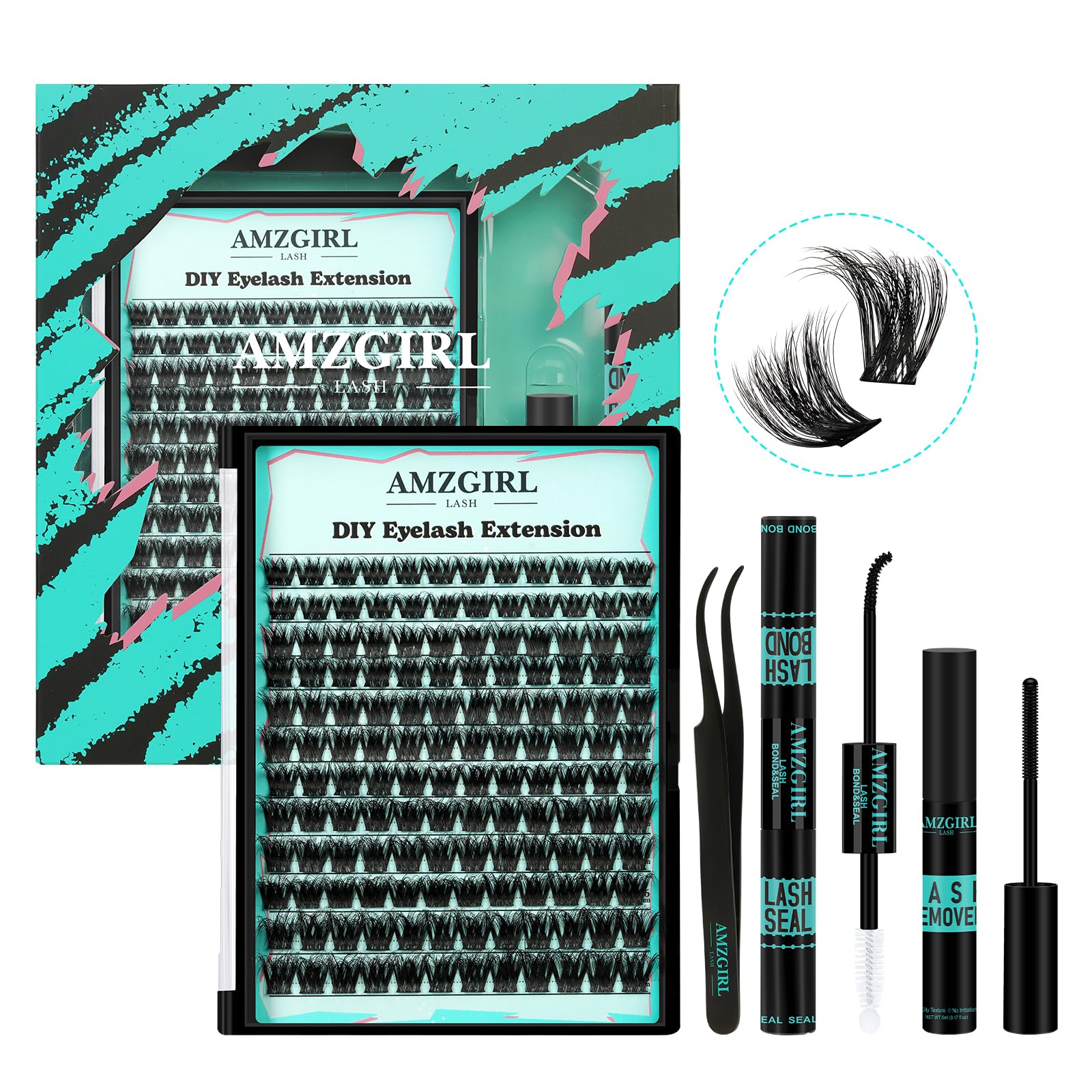 AMZGIRL LASH 3D Lash Extension Kit – 144 Pcs D-Curl Clusters