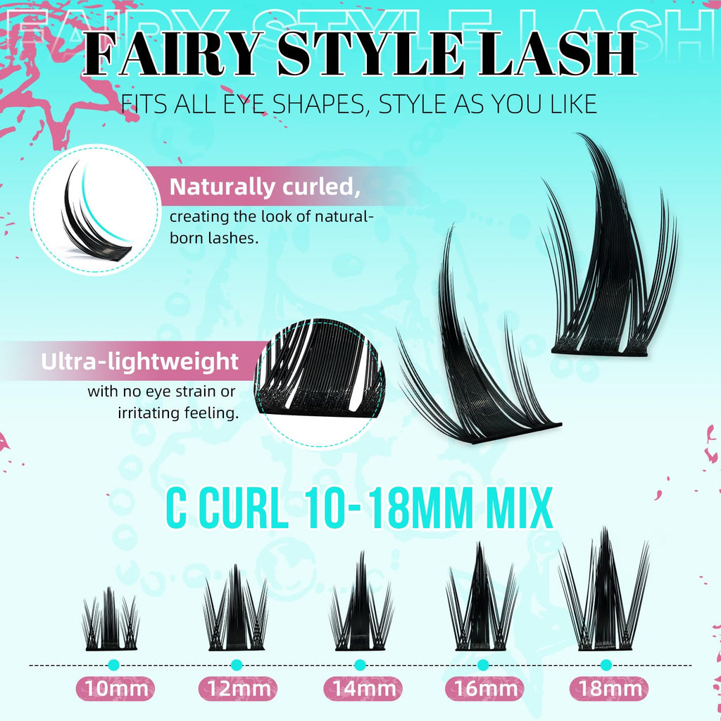 AMZGIRL LASH Lash Clusters Kit 160PCS: Manga Look with Bond, Seal, Remover & Applicator
