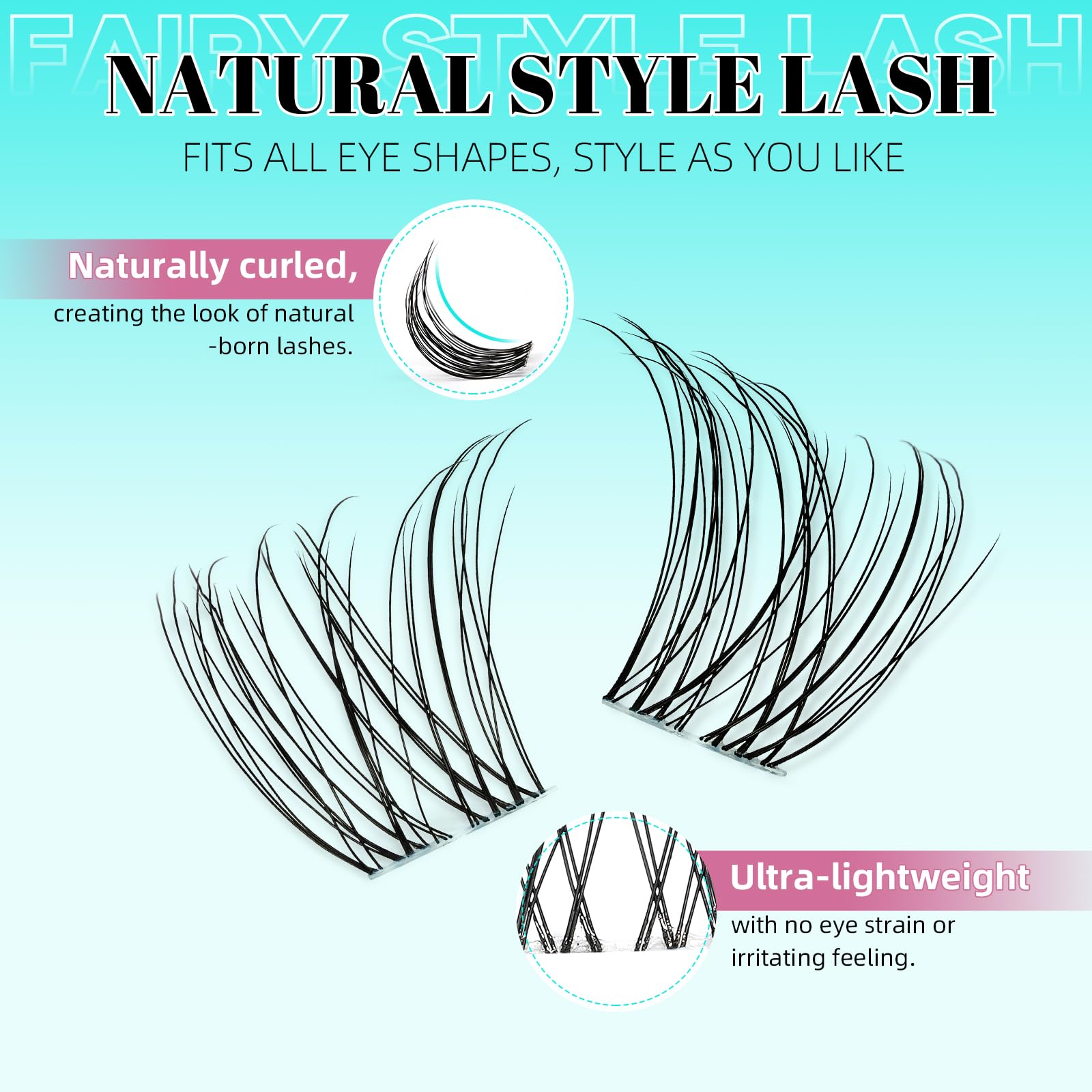 AMZGIRL LASH Lash Clusters 160pcs — Invisible Band, 8-16mm, D-Curl Wispy