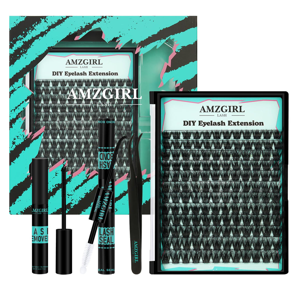AMZGIRL LASH Lash Extension Kit 3D Clusters – 144pcs, D-Curl, Twilight