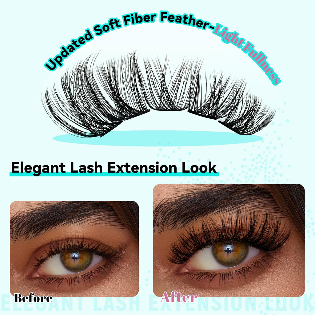 AMZGIRL LASH Lash Extension Kit 3D Clusters – 144pcs, D-Curl, Twilight
