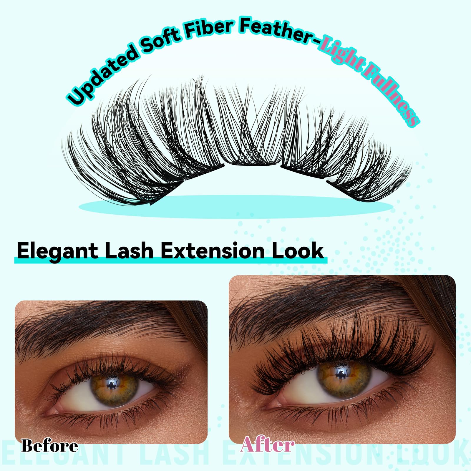 AMZGIRL LASH Lash Extension Kit 3D Clusters – 144pcs, D-Curl, Twilight