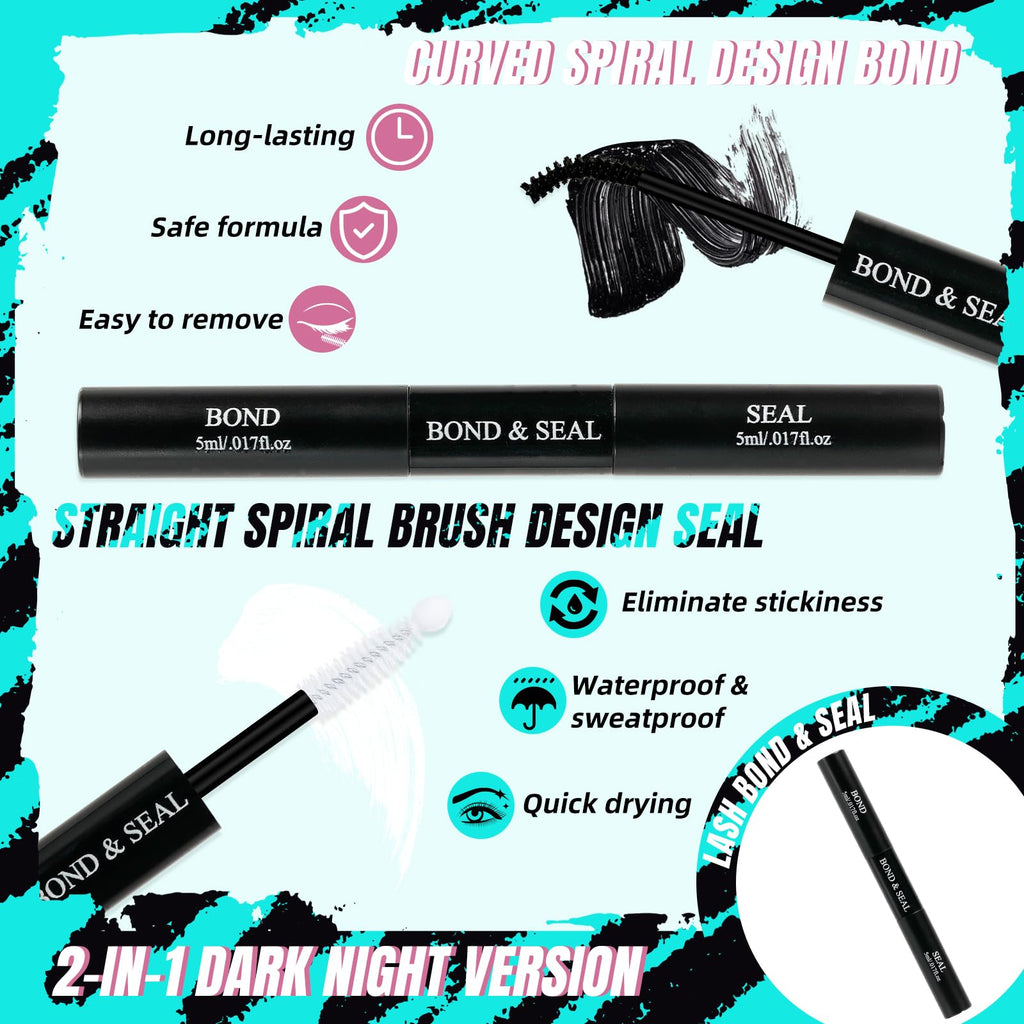 AMZGIRL LASH Lash Clusters Kit 144Pcs Midnight with Bond & Seal
