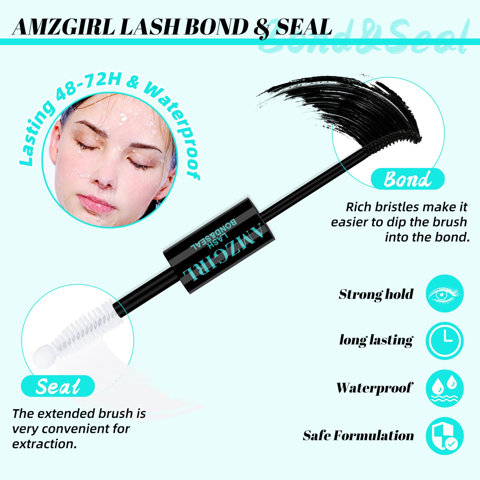AMZGIRL LASH Lash Clusters Kit 320pcs — 9-16mm D Curl, Bond & Seal, Remover & Applicator