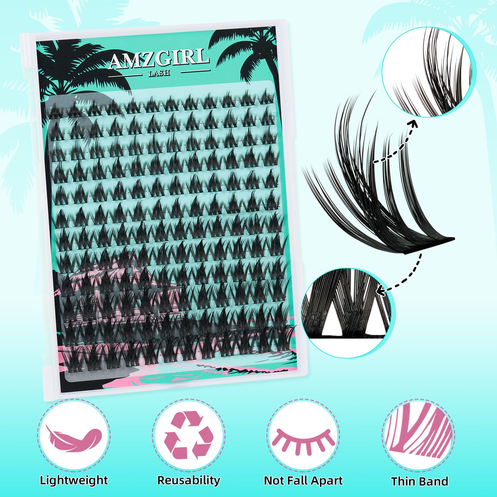 AMZGIRL LASH Fairy Lash Clusters 144Pcs — Lightweight Manga Lashes for DIY at Home