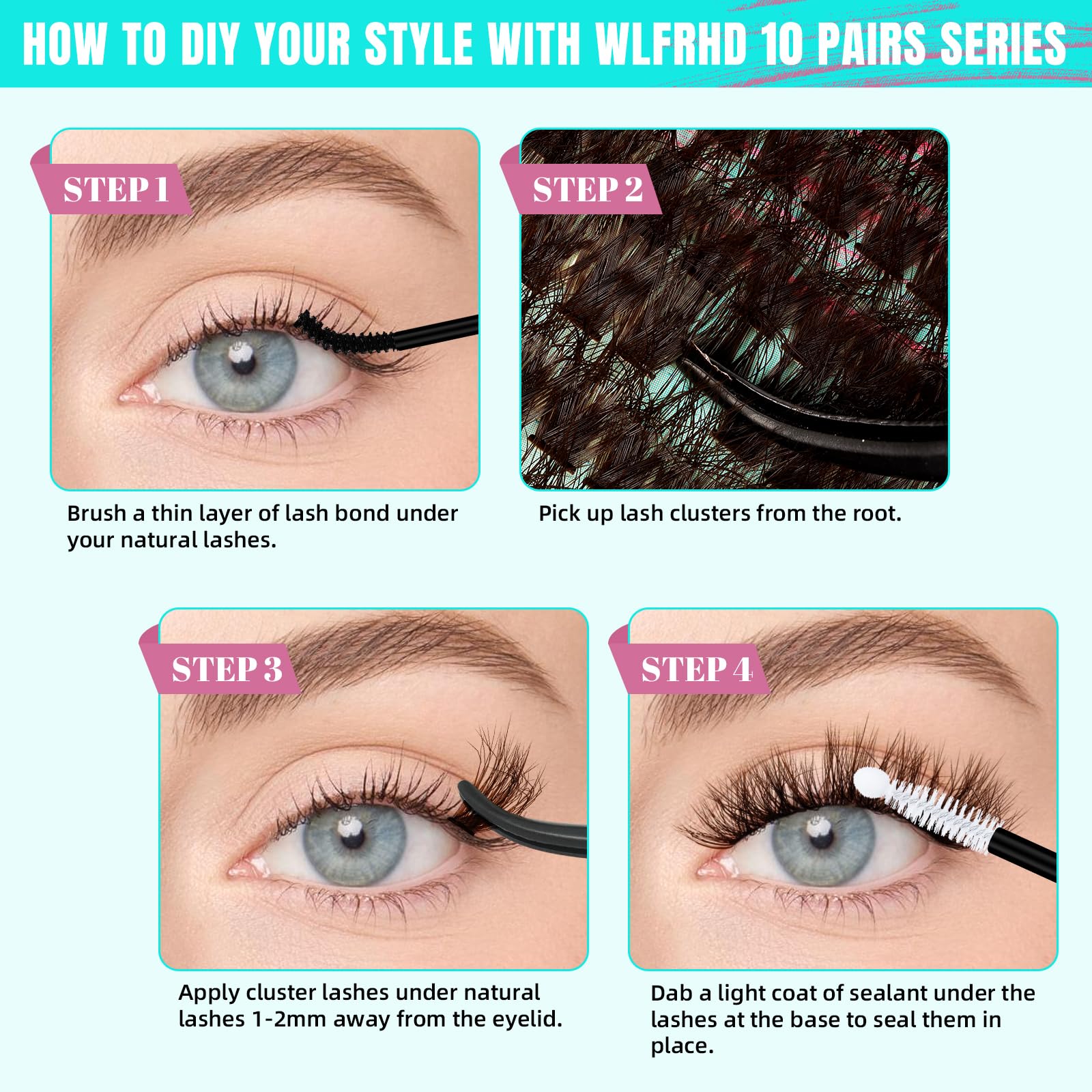 AMZGIRL LASH Brown Lash Clusters Kit — 320Pcs 80D DIY Lash Extensions at Home