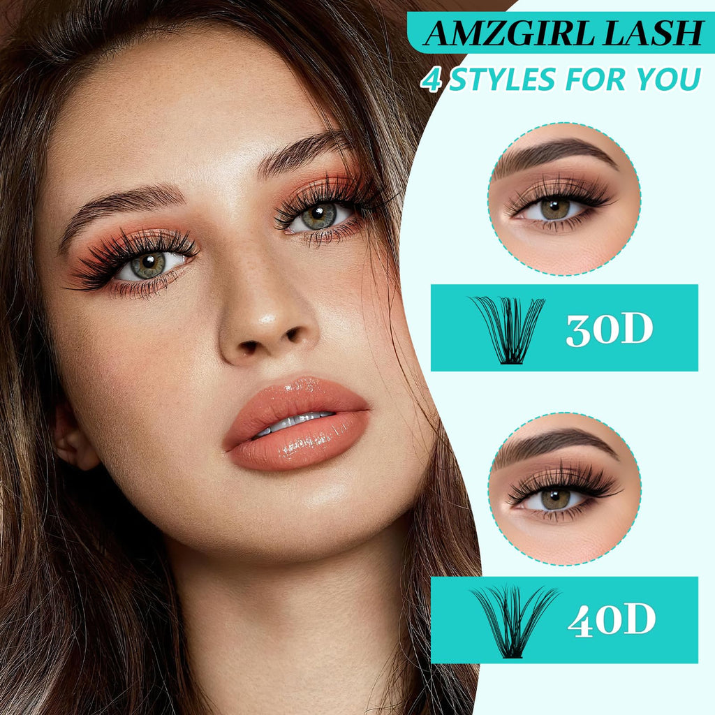 AMZGIRL LASH Lash Clusters Kit — 640Pcs DIY 9-16mm Extensions
