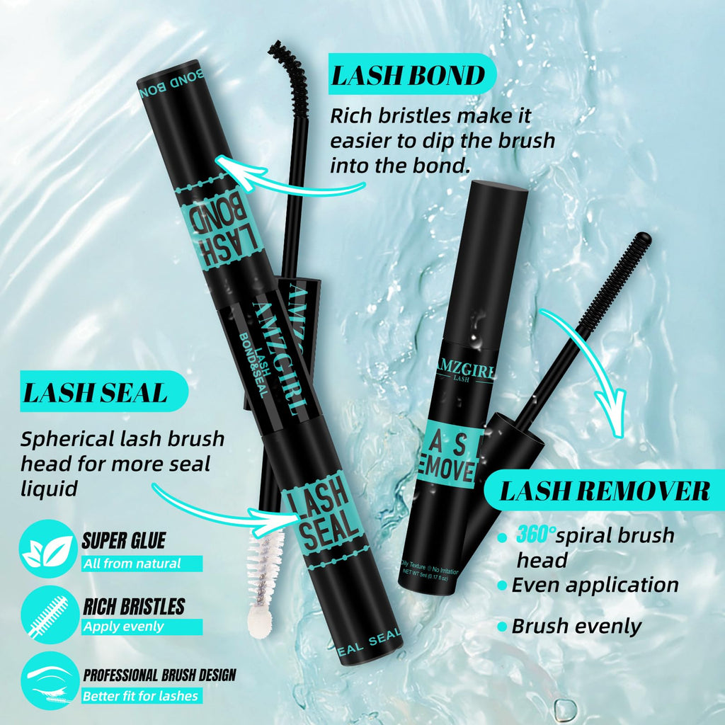 AMZGIRL LASH Lash Clusters Kit 320Pcs — DIY Lash Extensions 50D with Bond & Seal