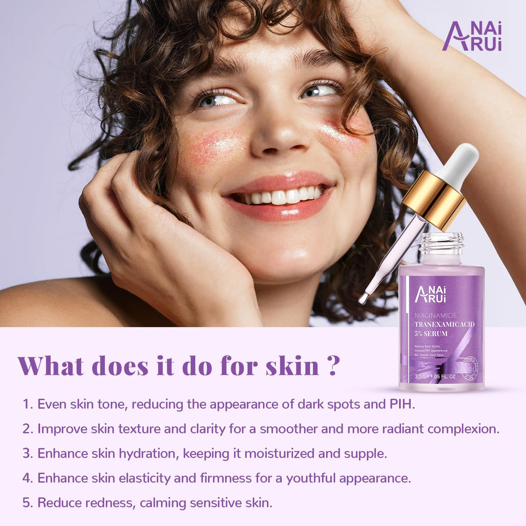 ANAI RUI 5% Tranexamic Acid Serum with Niacinamide, Arbutin & Kojic Acid – For Uneven Skin Tone | 1 fl oz