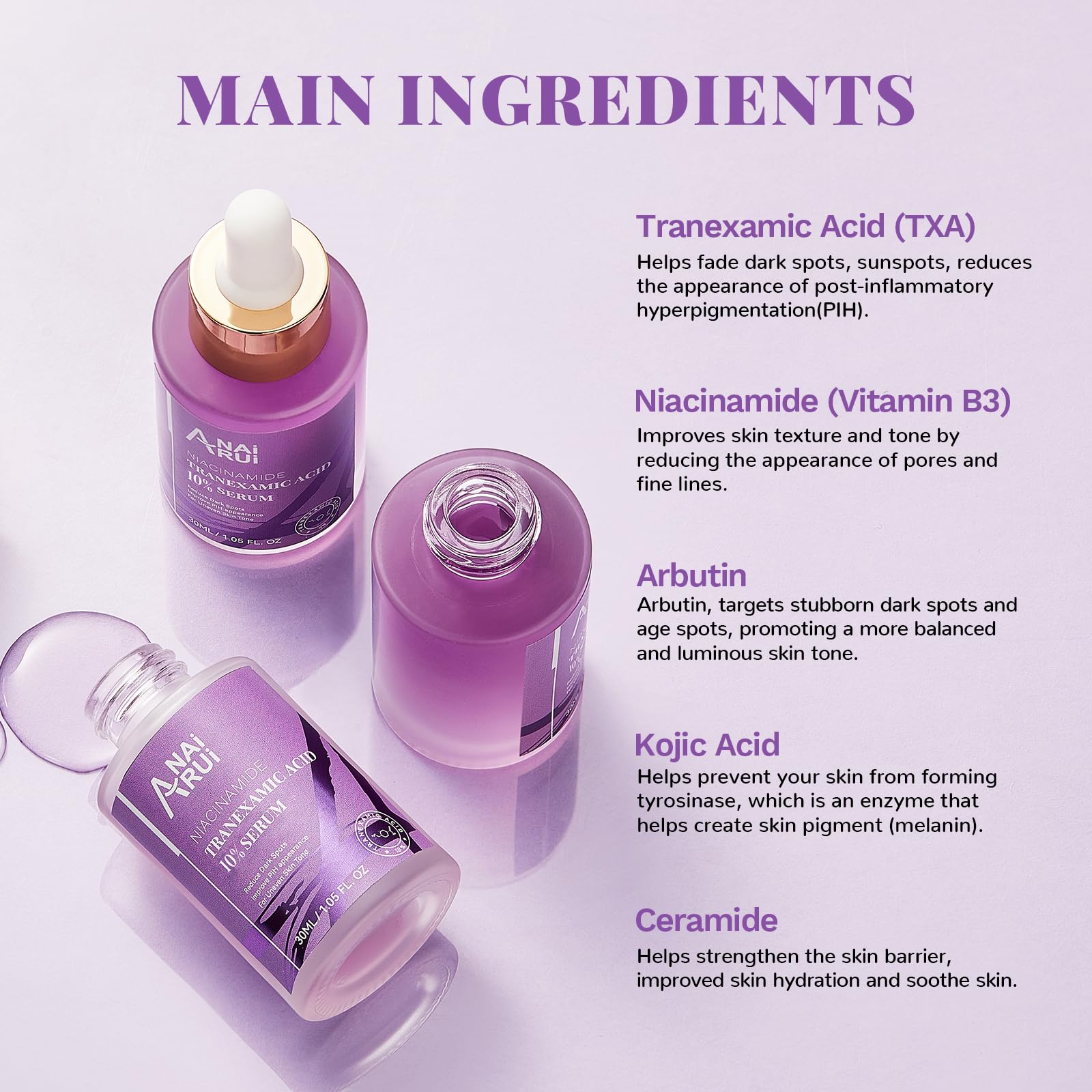 ANAI RUI 10% Tranexamic Acid Serum – Niacinamide, Kojic, Ceramide