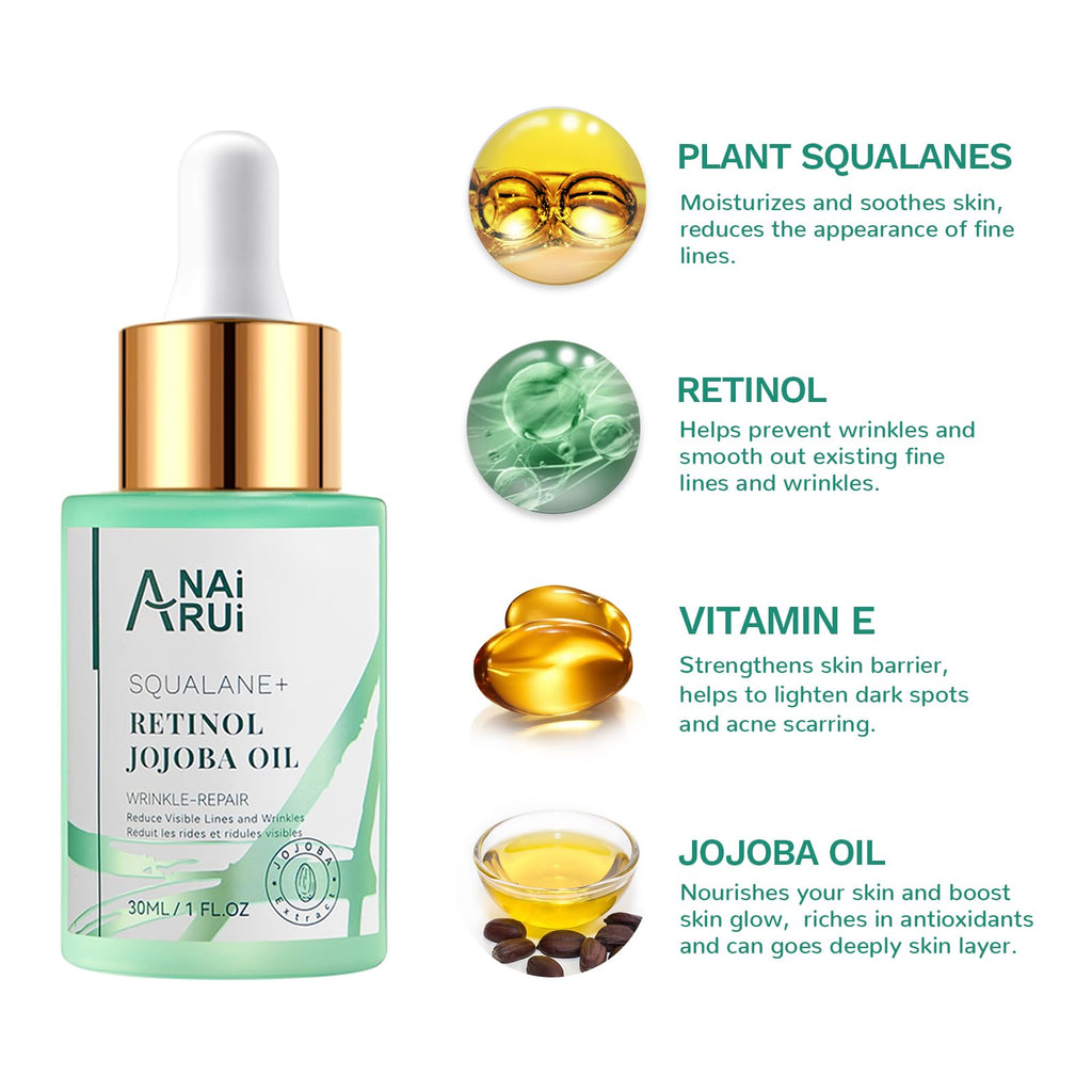 ANAI RUI Squalane Retinol Jojoba Oil Moisturizer for Face – Hydrate, Nourish, Smooth Fine Lines