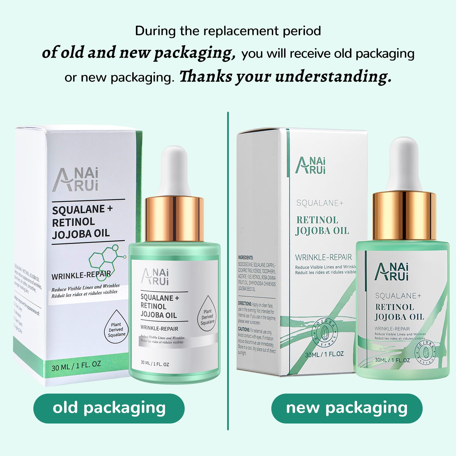 ANAI RUI Squalane Retinol Jojoba Oil Moisturizer for Face – Hydrate, Nourish, Smooth Fine Lines