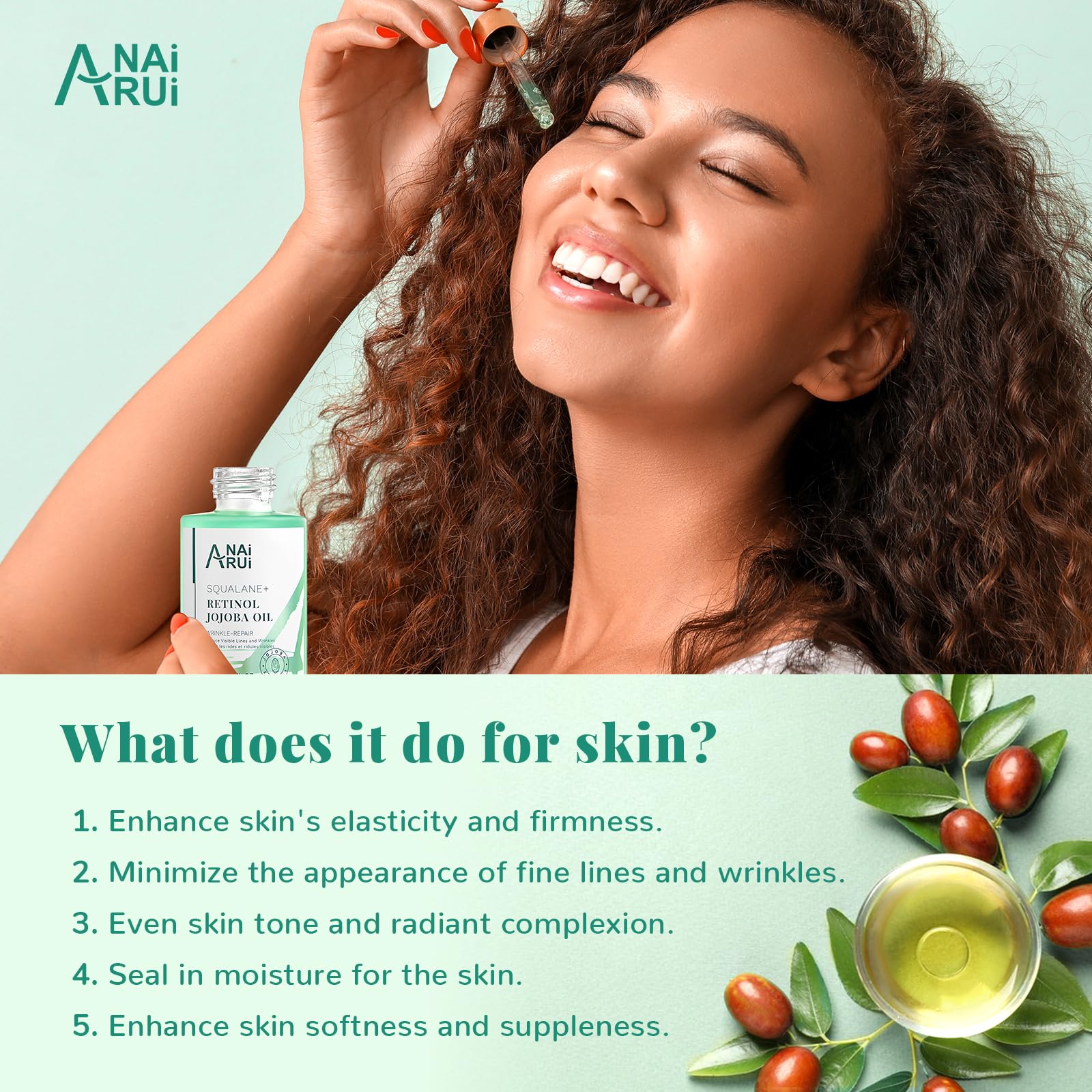 ANAI RUI Squalane Retinol Jojoba Oil Moisturizer for Face – Hydrate, Nourish, Smooth Fine Lines
