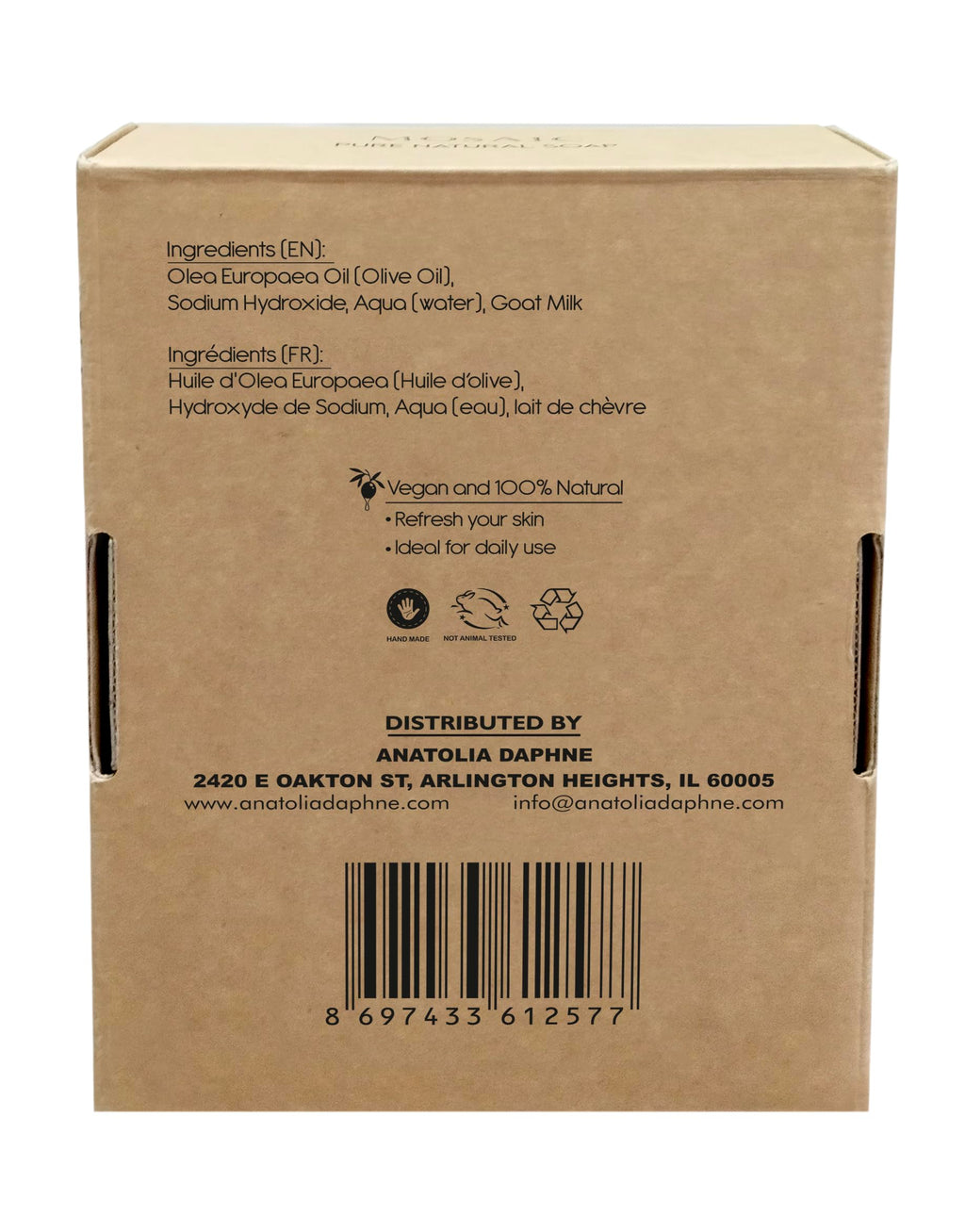AnatoliaDaphne Natural Goat Milk Soap Bars | Handmade Moisturizing Bar Soap & Body Wash for Sensitive Skin | 12 Pack (4.5 oz Each)