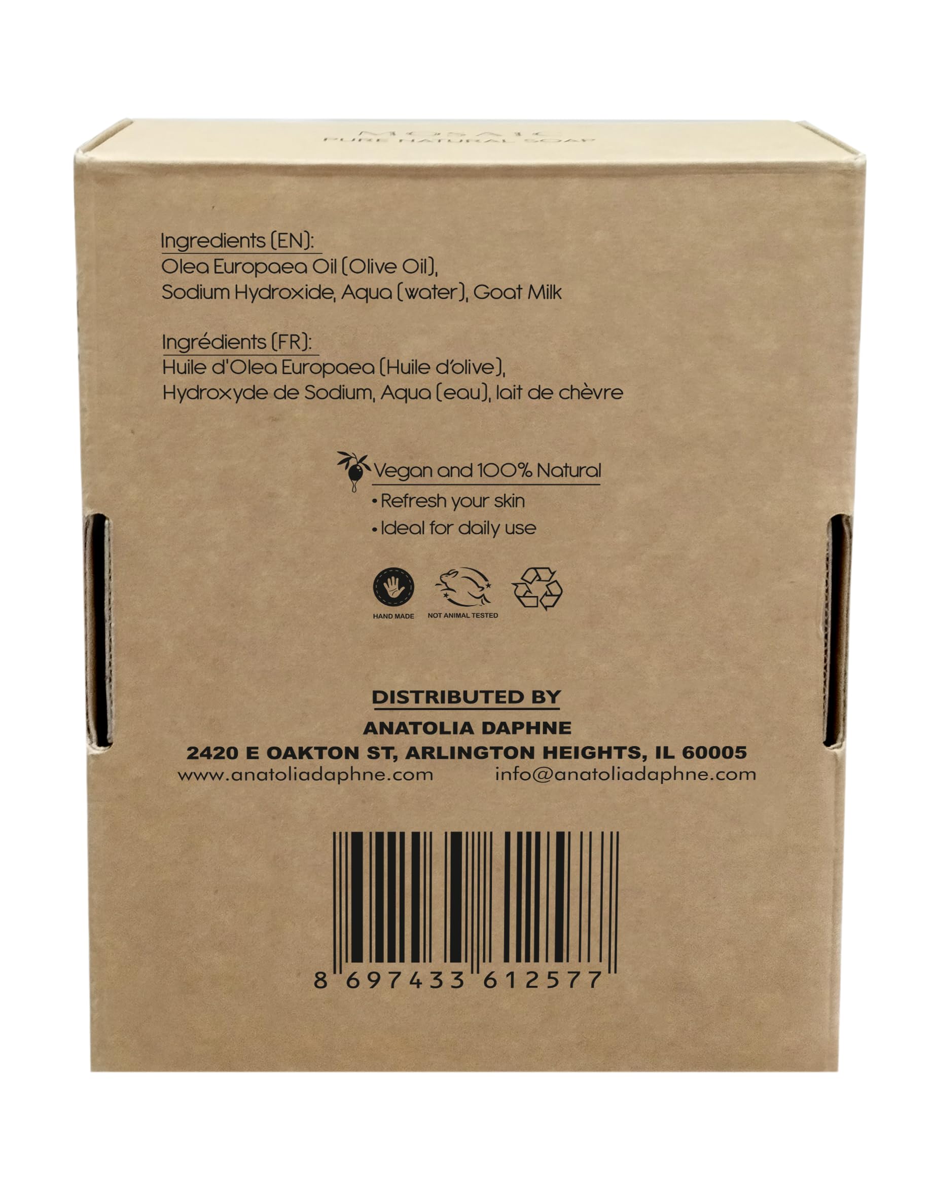 AnatoliaDaphne Natural Goat Milk Soap Bars | Handmade Moisturizing Bar Soap & Body Wash for Sensitive Skin | 12 Pack (4.5 oz Each)